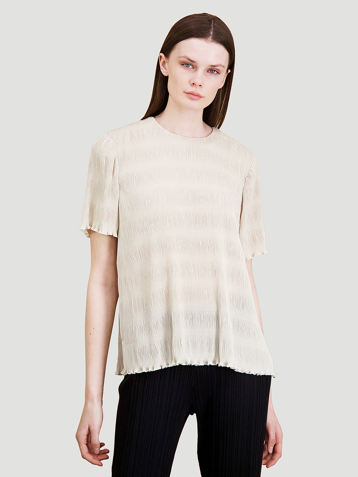 Basil Pleat Tee Ecru 1