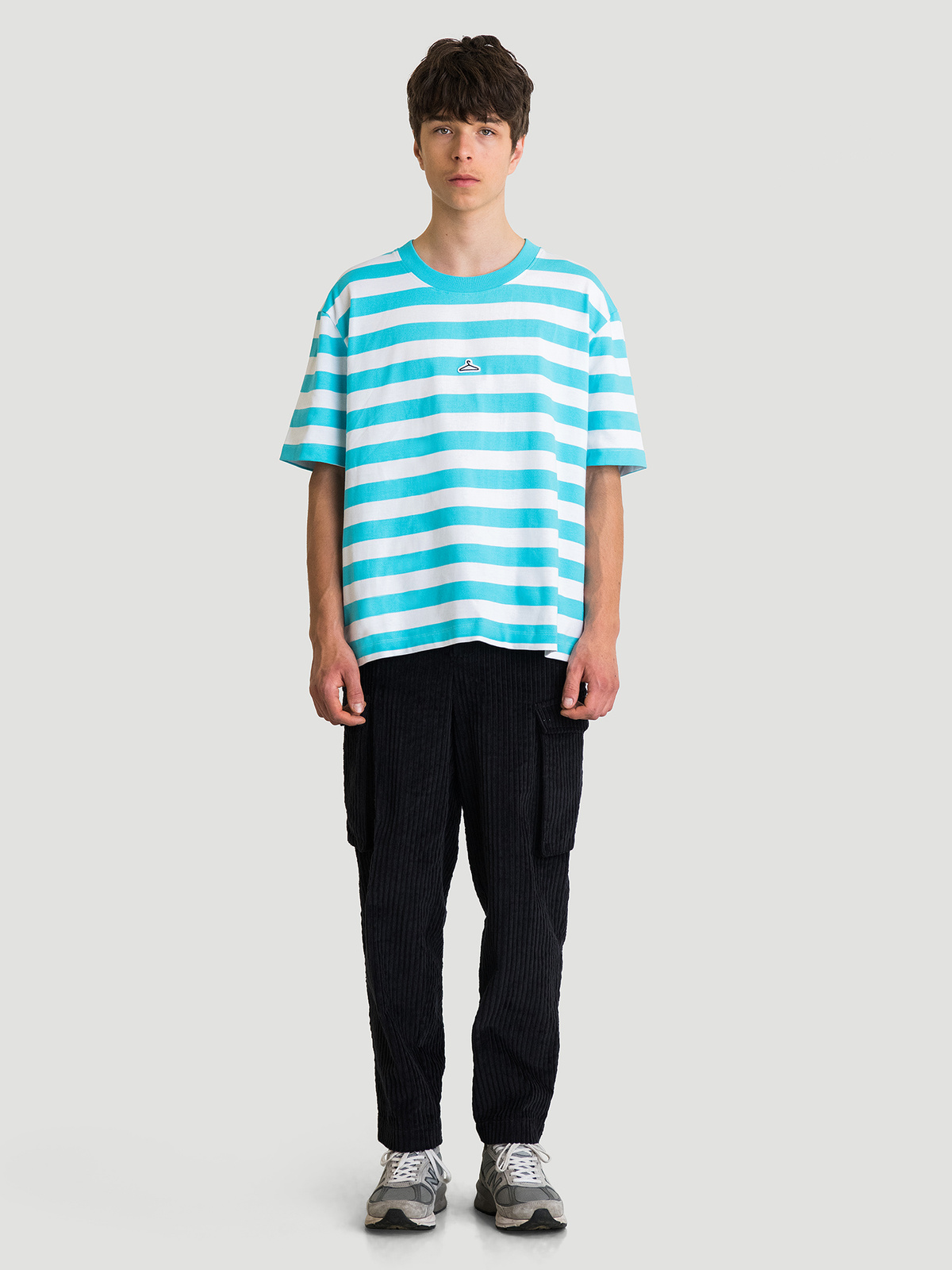 Hanger Striped Tee Aqua White 7