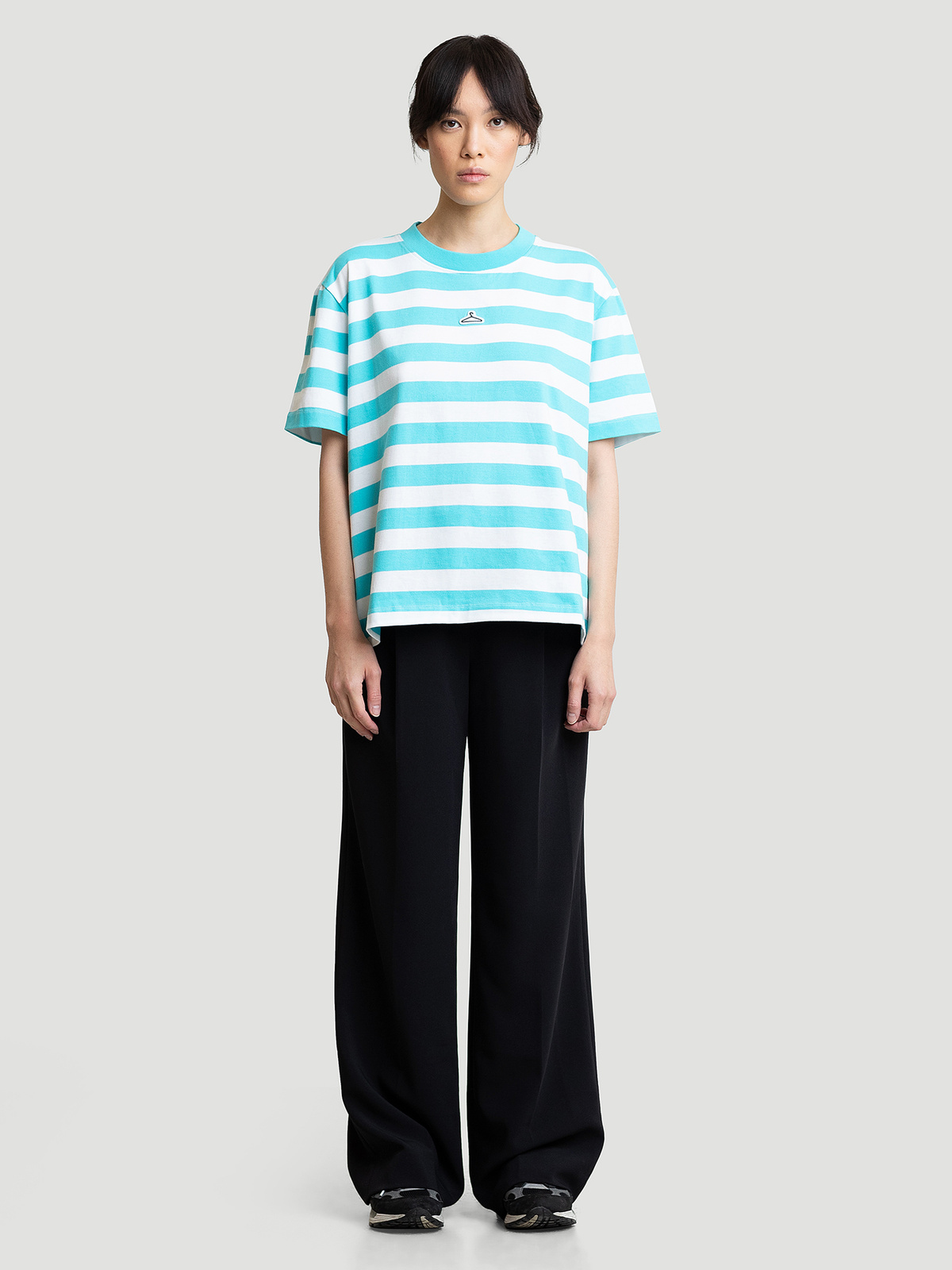 Hanger Striped Tee Aqua White 8