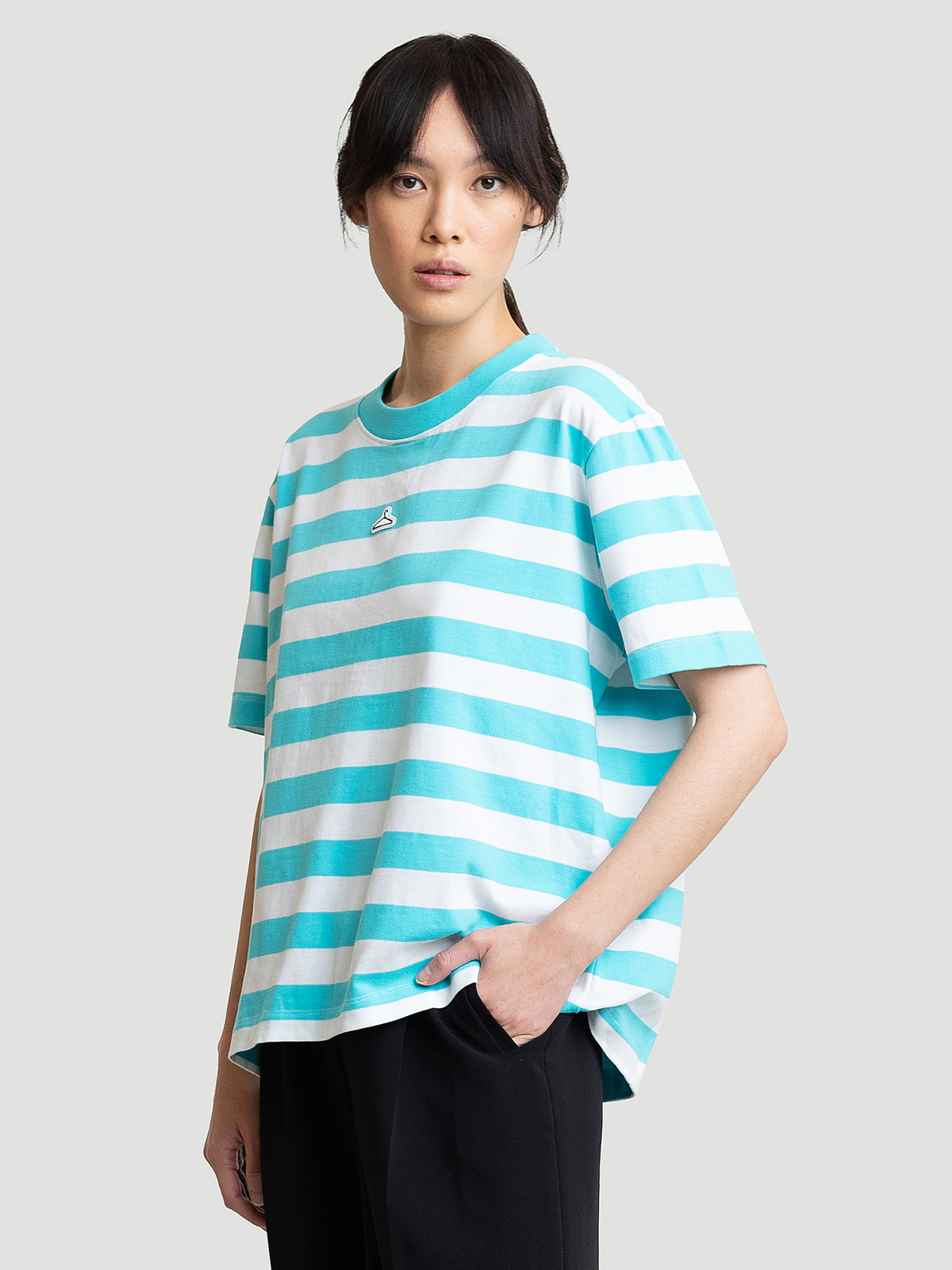 Hanger Striped Tee Aqua White 6