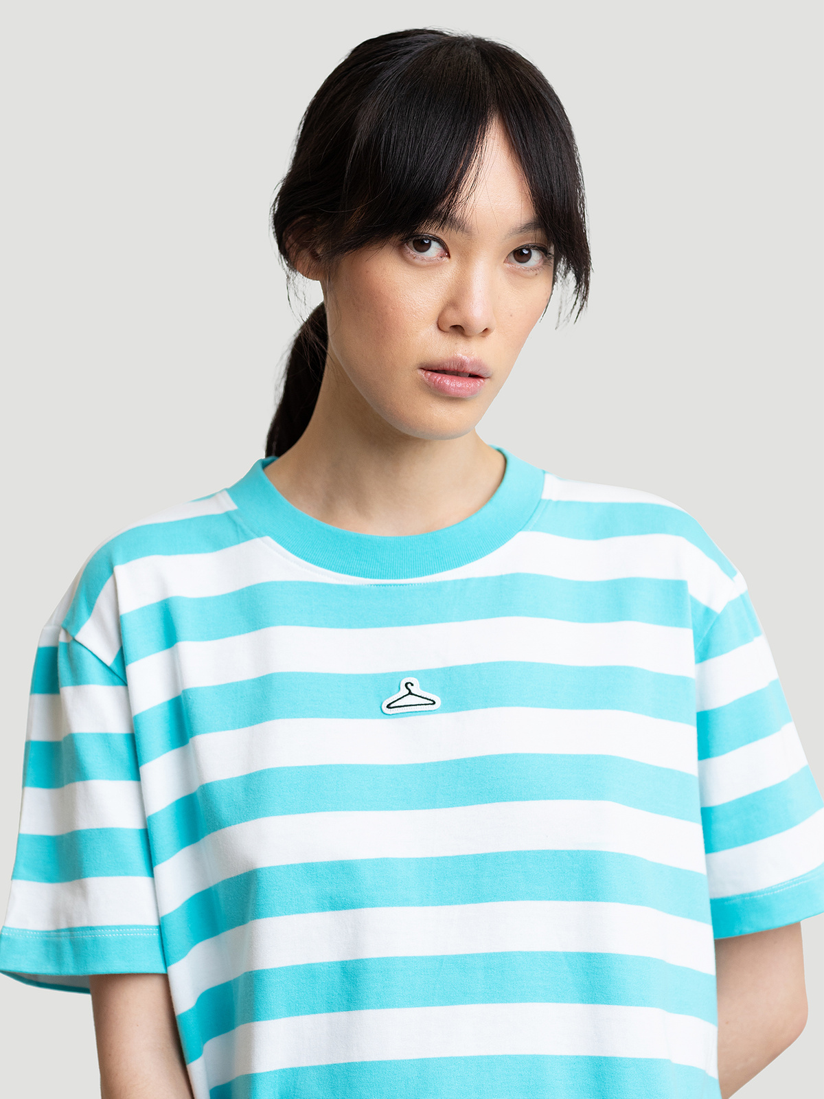 Hanger Striped Tee Aqua White 3