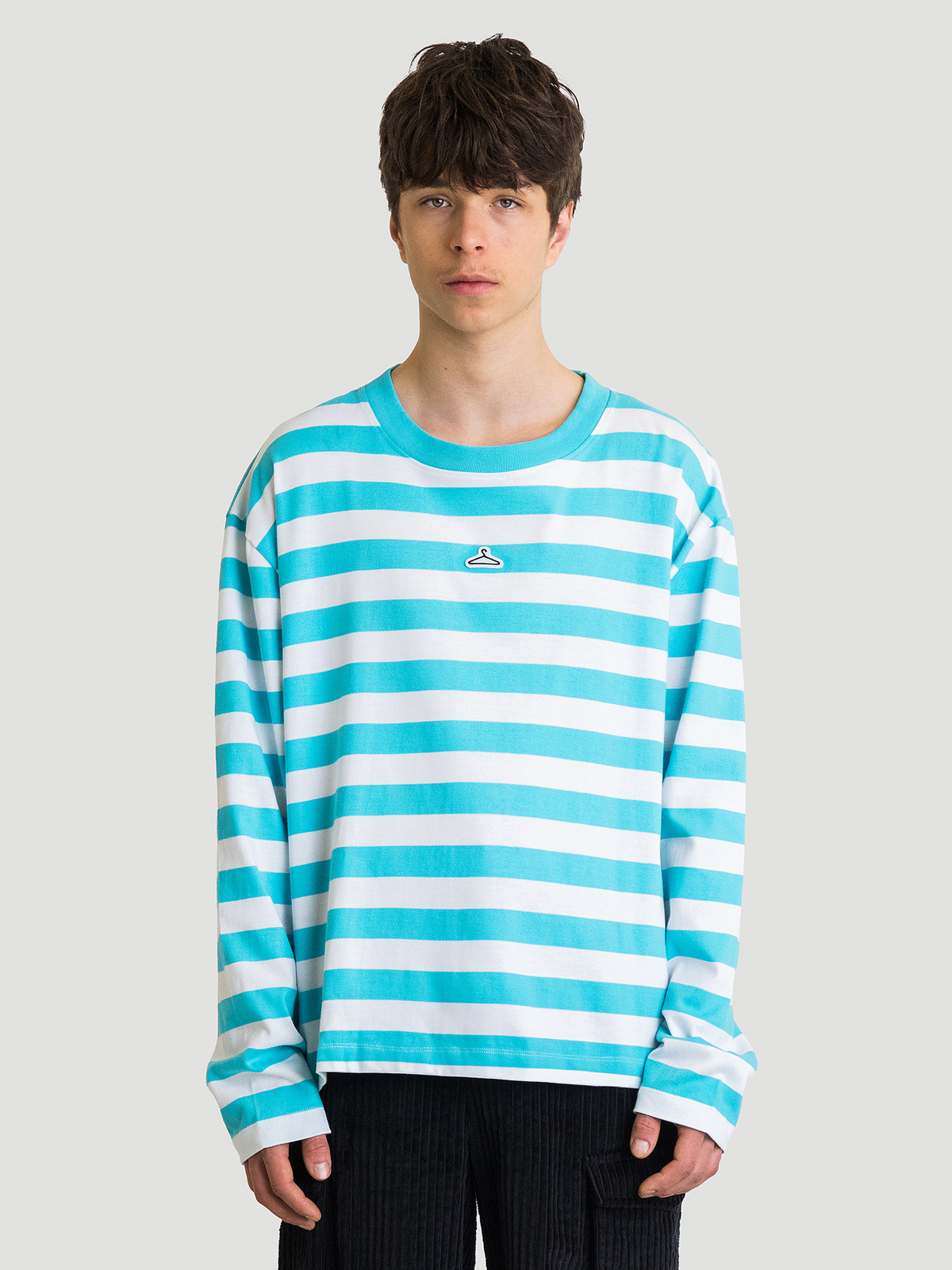 Hanger Striped Longsleeve Aqua White 2