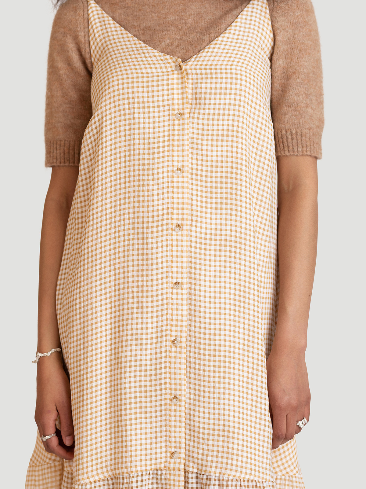 Svinten Check Dress Lt. Camel Mix 1