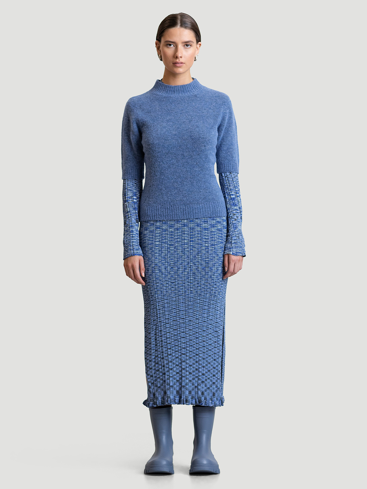 Puff Knit Tee Blue 2