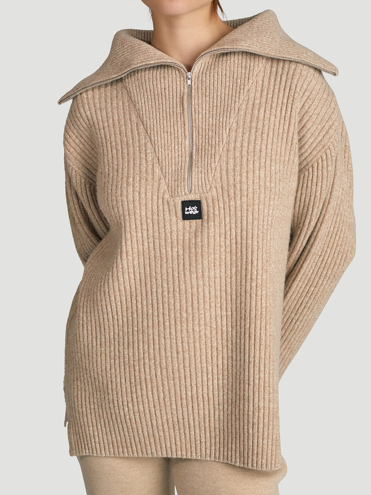React Knit Sweater Sand 1