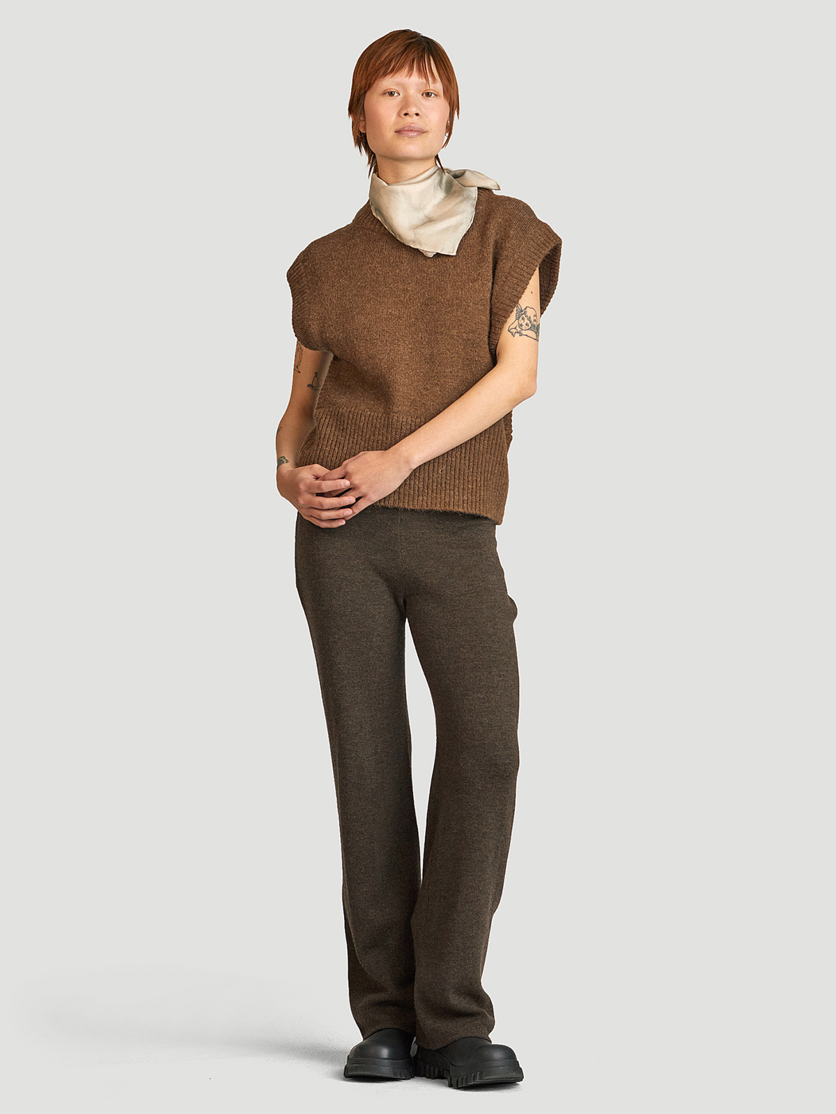 Aura Knit Trouser Dk. Brown 1