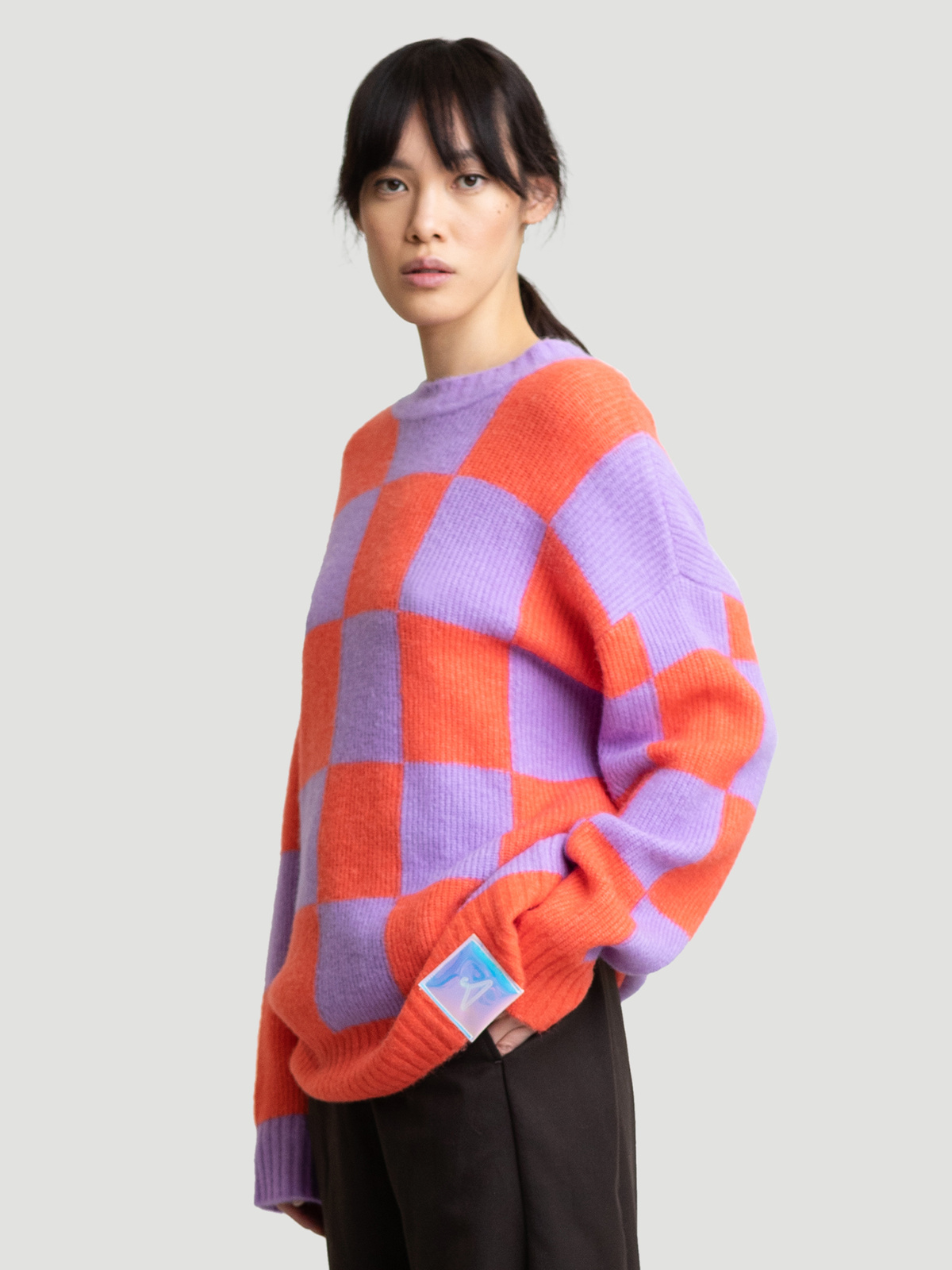 Hanger Square Knit Crew Coral Lilac 5