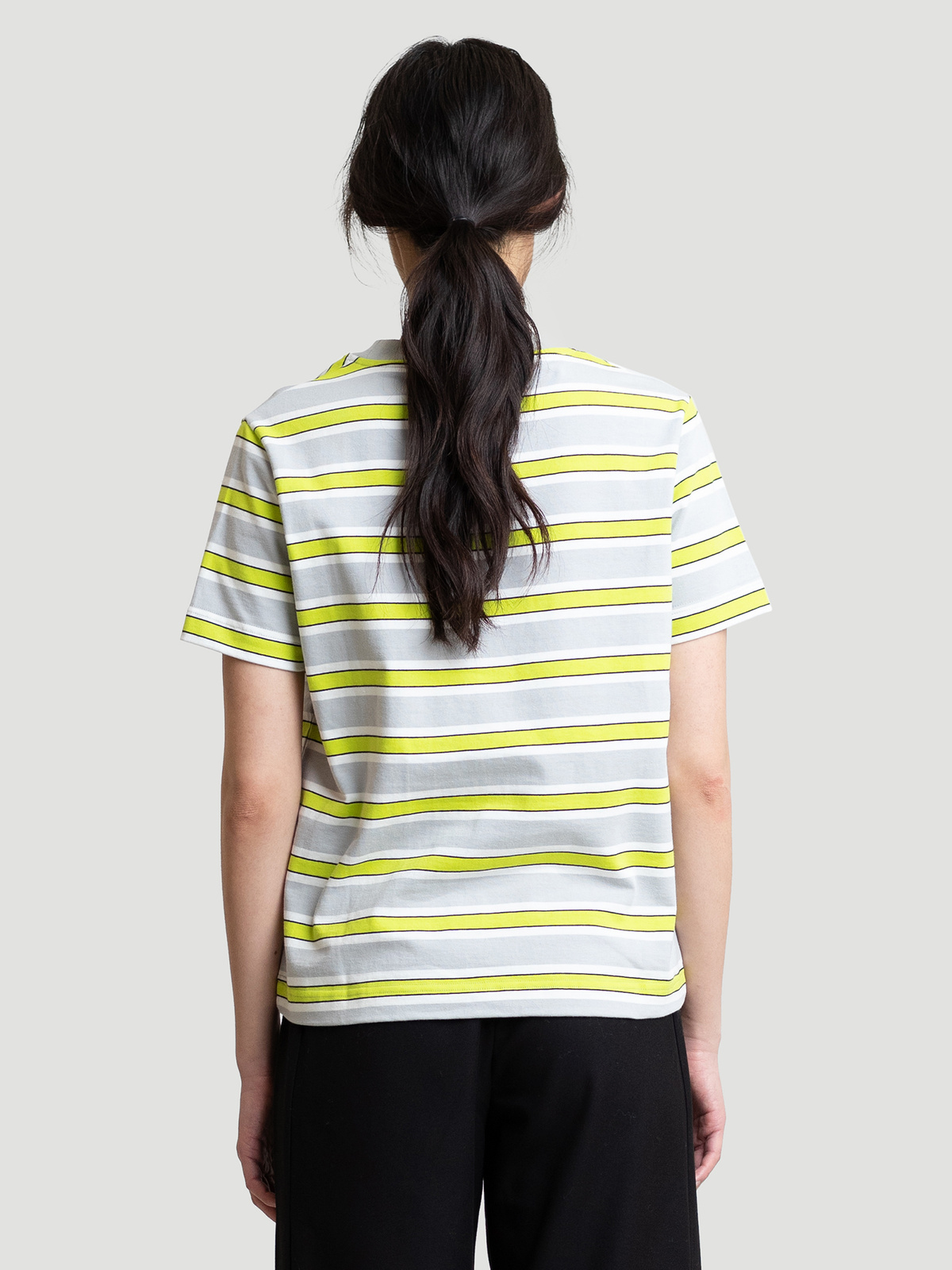 Hanger Striped Crop Tee Grey Lime 0340 7