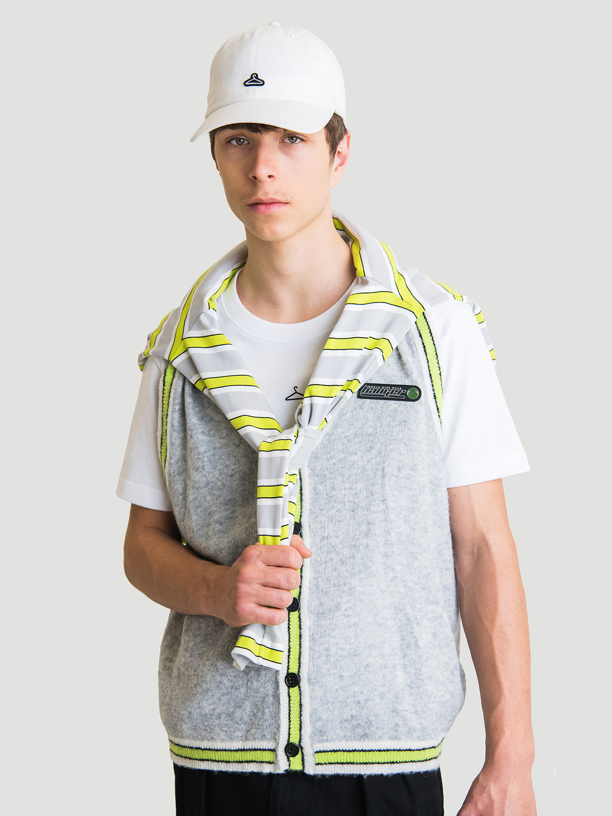 Hanger Knit Vest Grey Lime 1