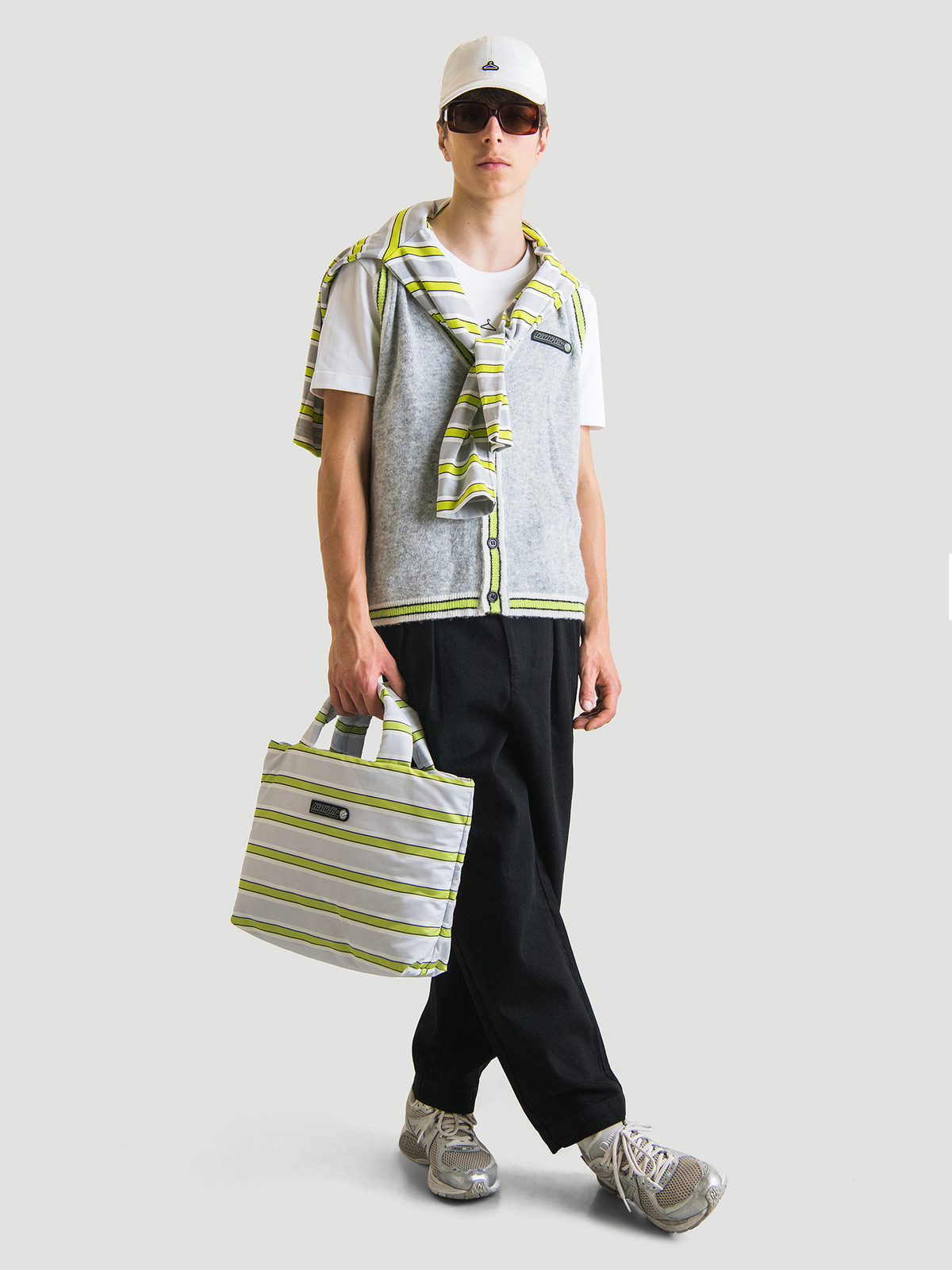 Hanger Knit Vest Grey Lime 5
