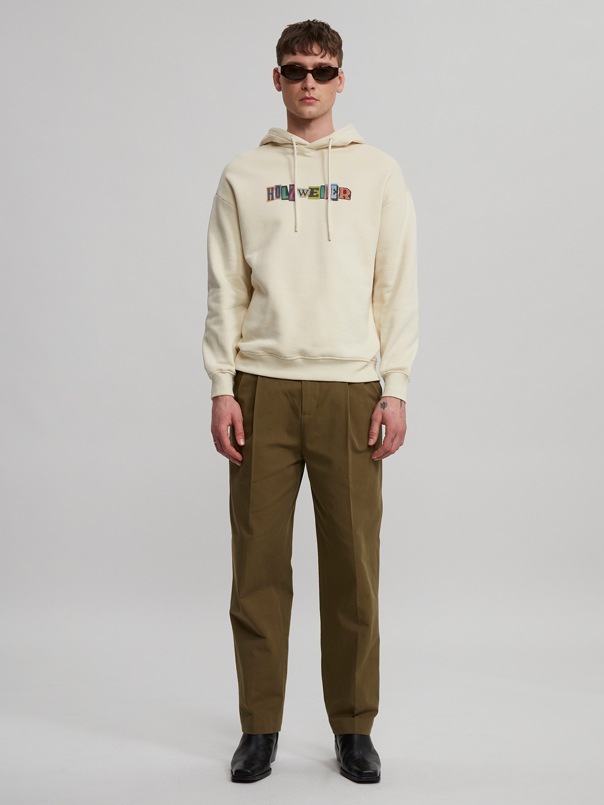Stellar Print Hoodie Ecru 1