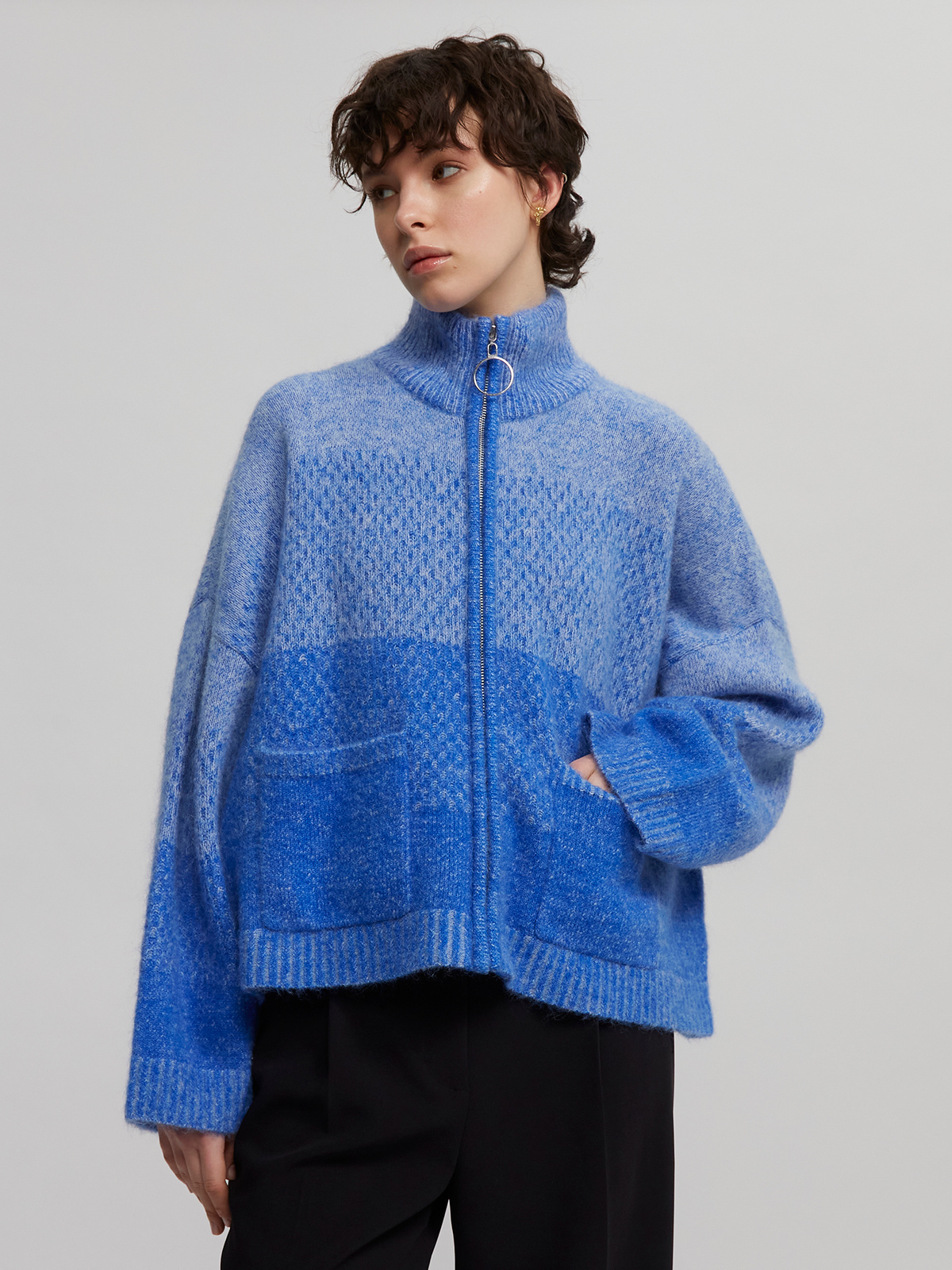 Tine Knit Cardigan Blue 3