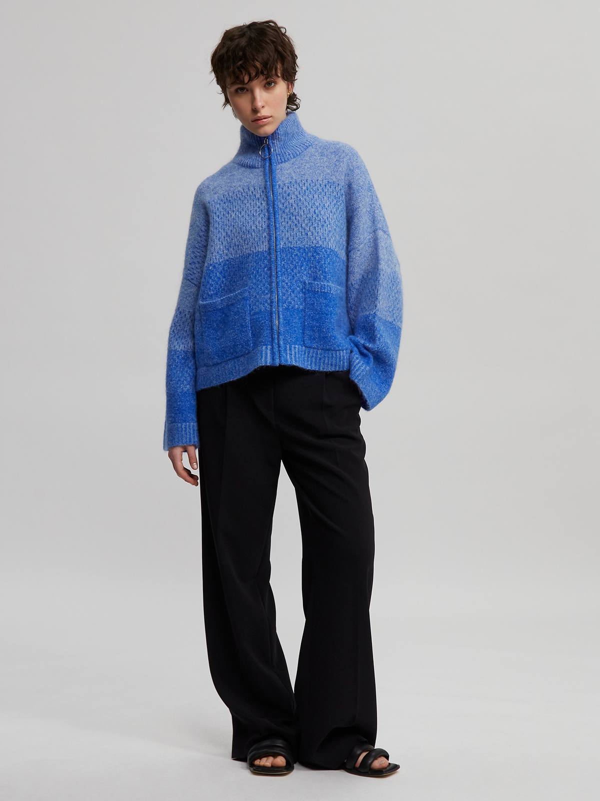 Tine Knit Cardigan Blue 1