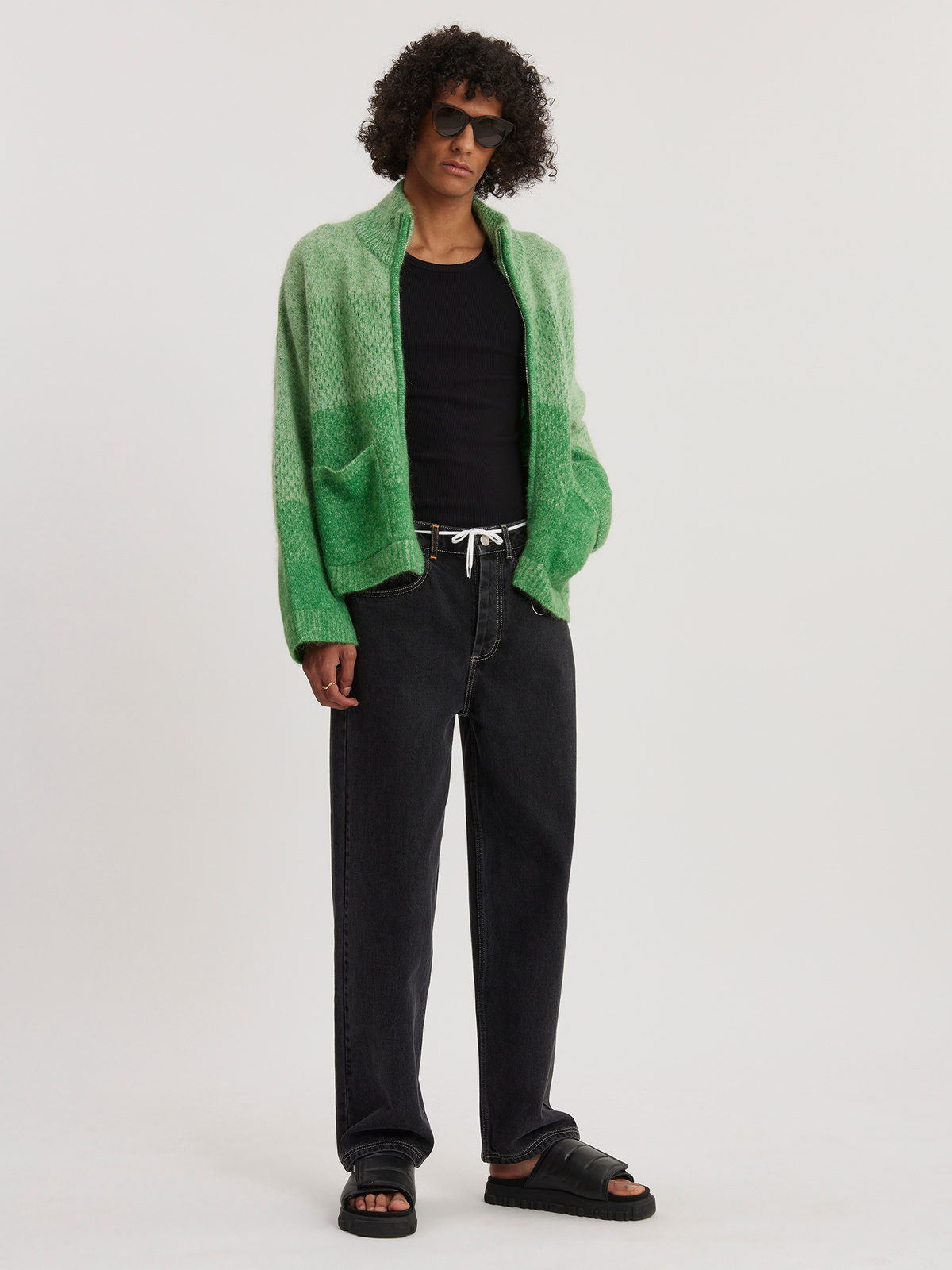 Tine Knit Cardigan Green Mix 3