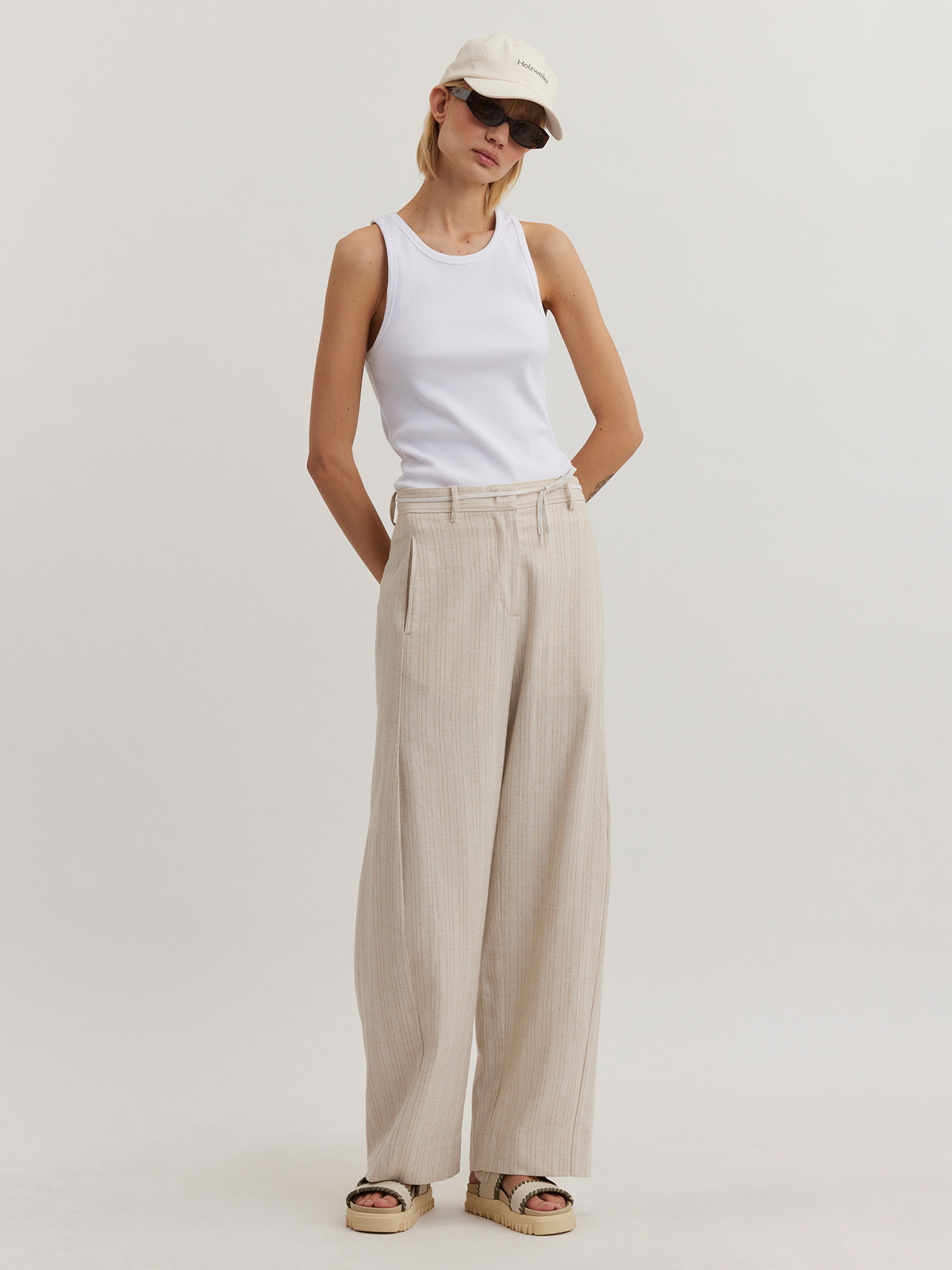 Vidda Trousers Sand Stripe 0