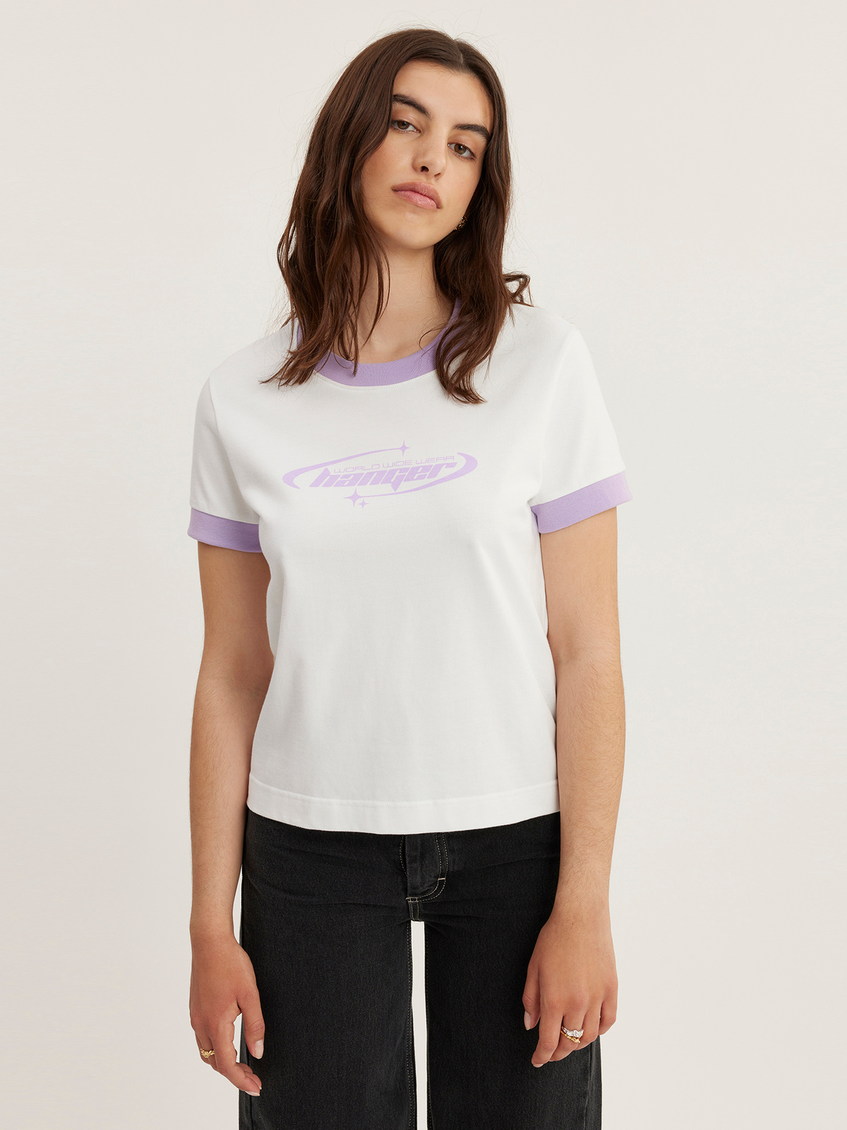 W.Hanger Crop Print Tee White 2