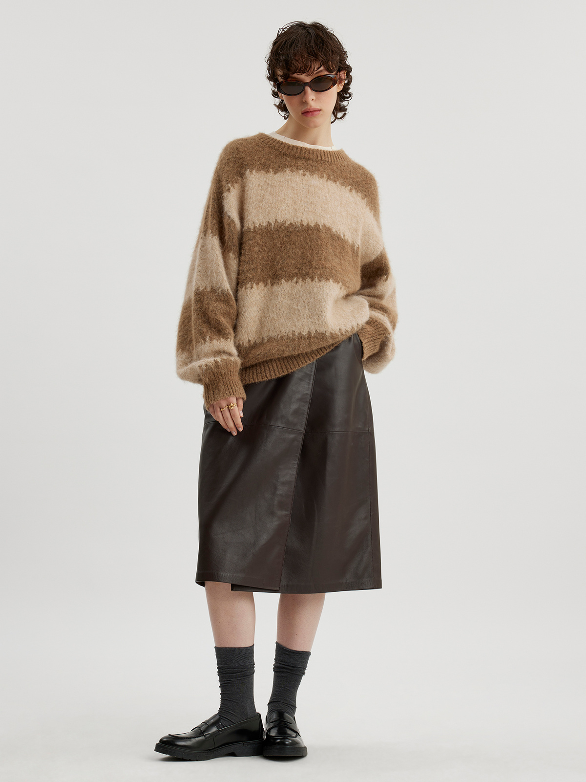 Liza Stripe Knit Sweater Beige Mix 0