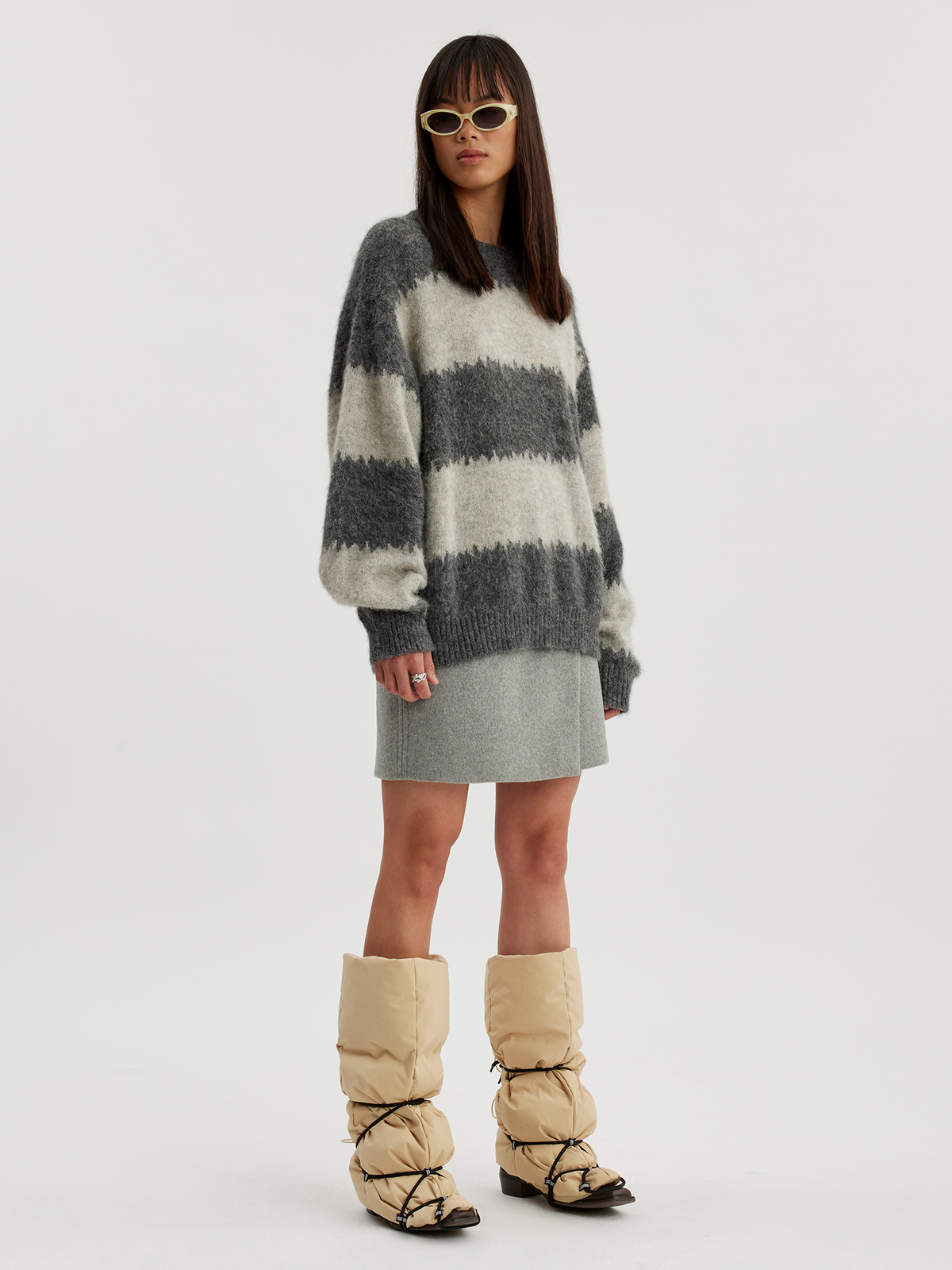 Liza Stripe Knit Sweater Grey Mix 3