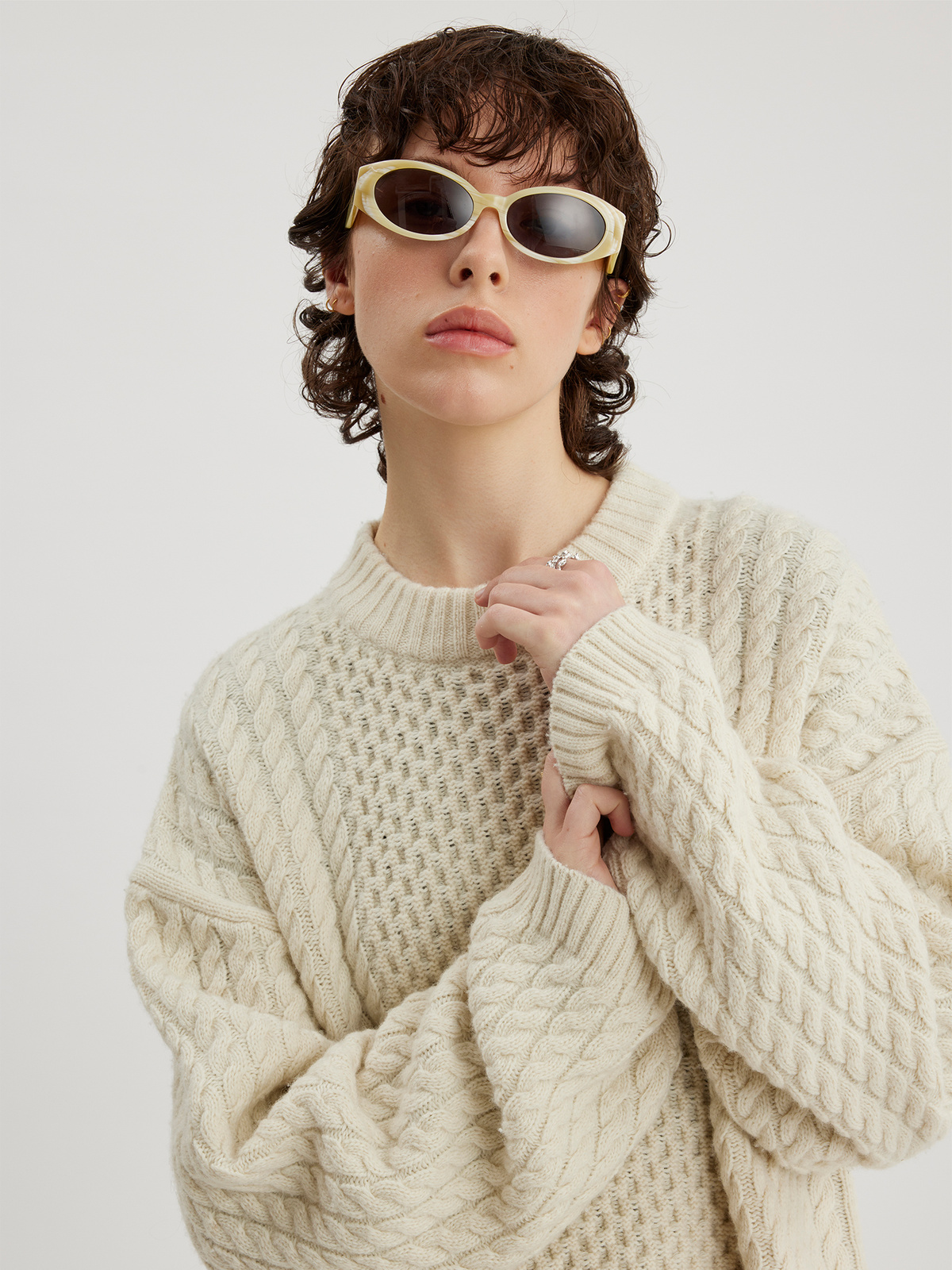 Deja Cable Knit Sweater Ecru 2
