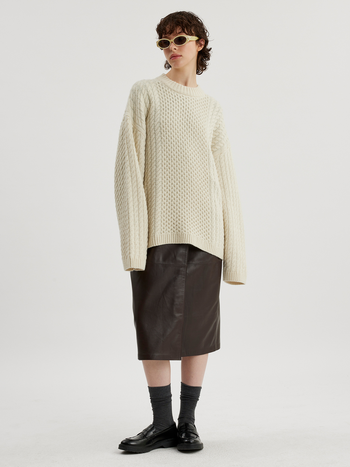 Deja Cable Knit Sweater Ecru 3