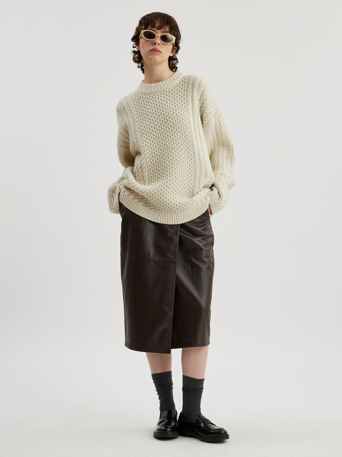 Deja Cable Knit Sweater Ecru 1