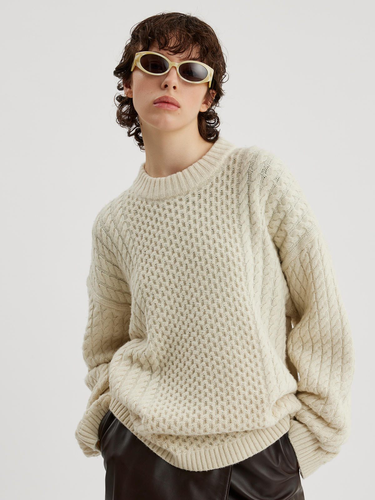 Deja Cable Knit Sweater Ecru 0