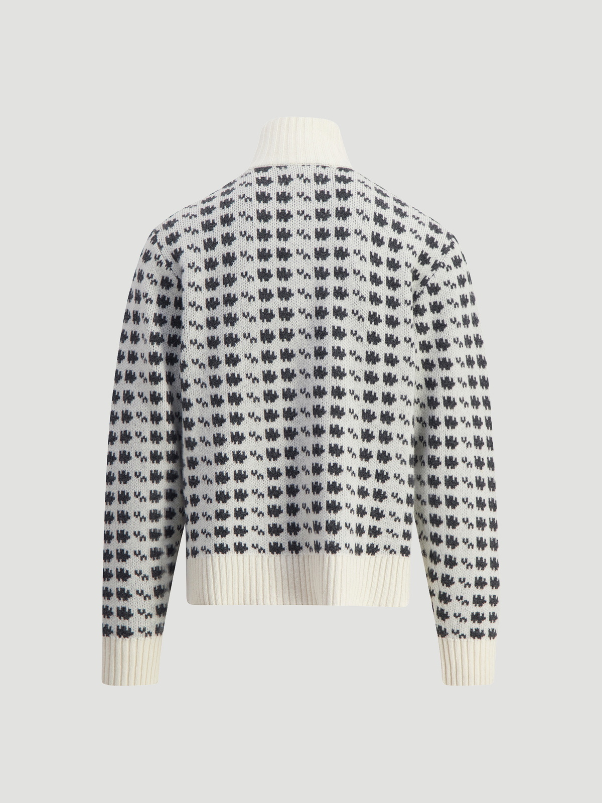 Castle Half Zip Pattern Knit Crew Ecru Mix 6