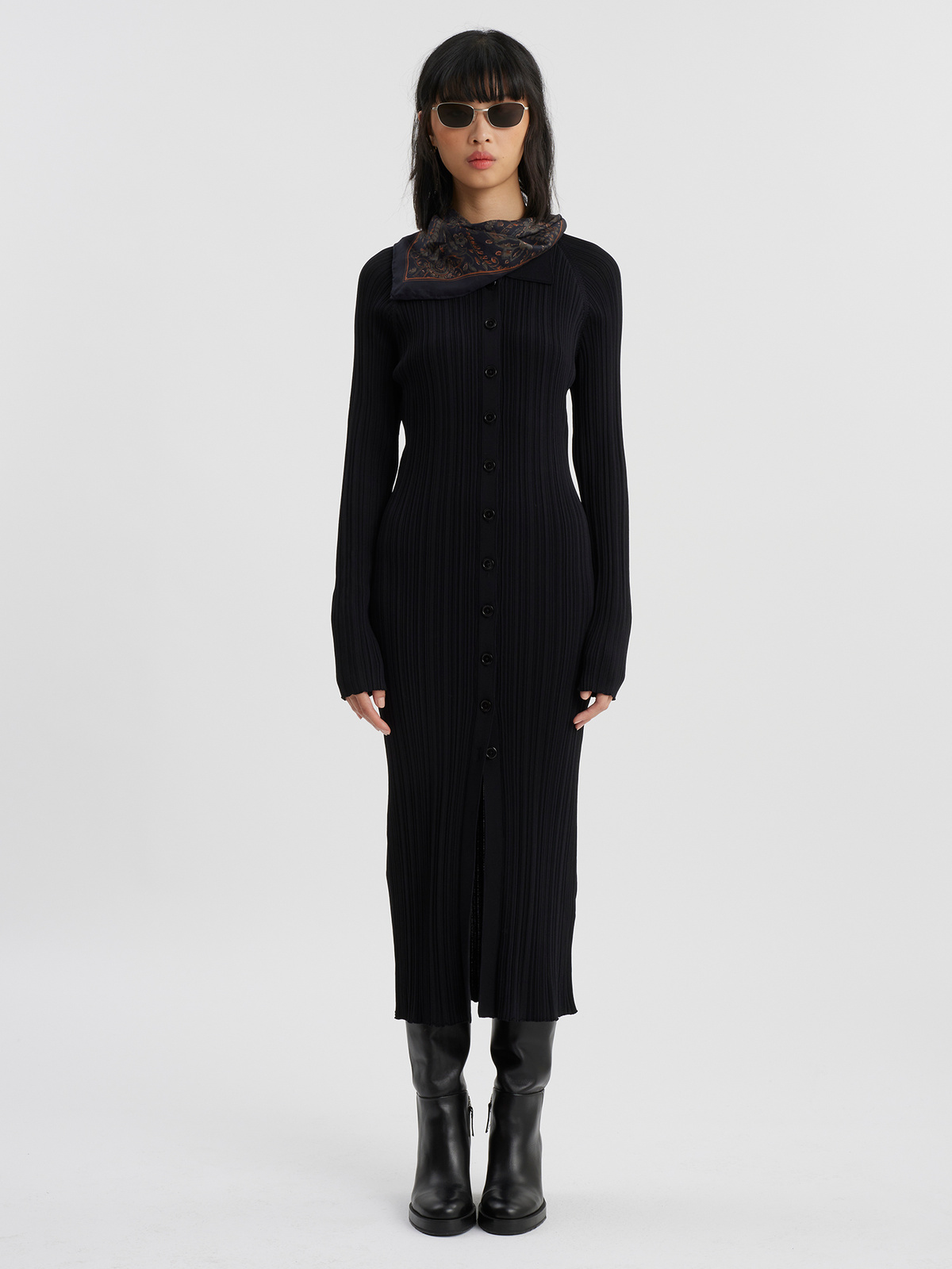 Trestle Knit Dress Black 1