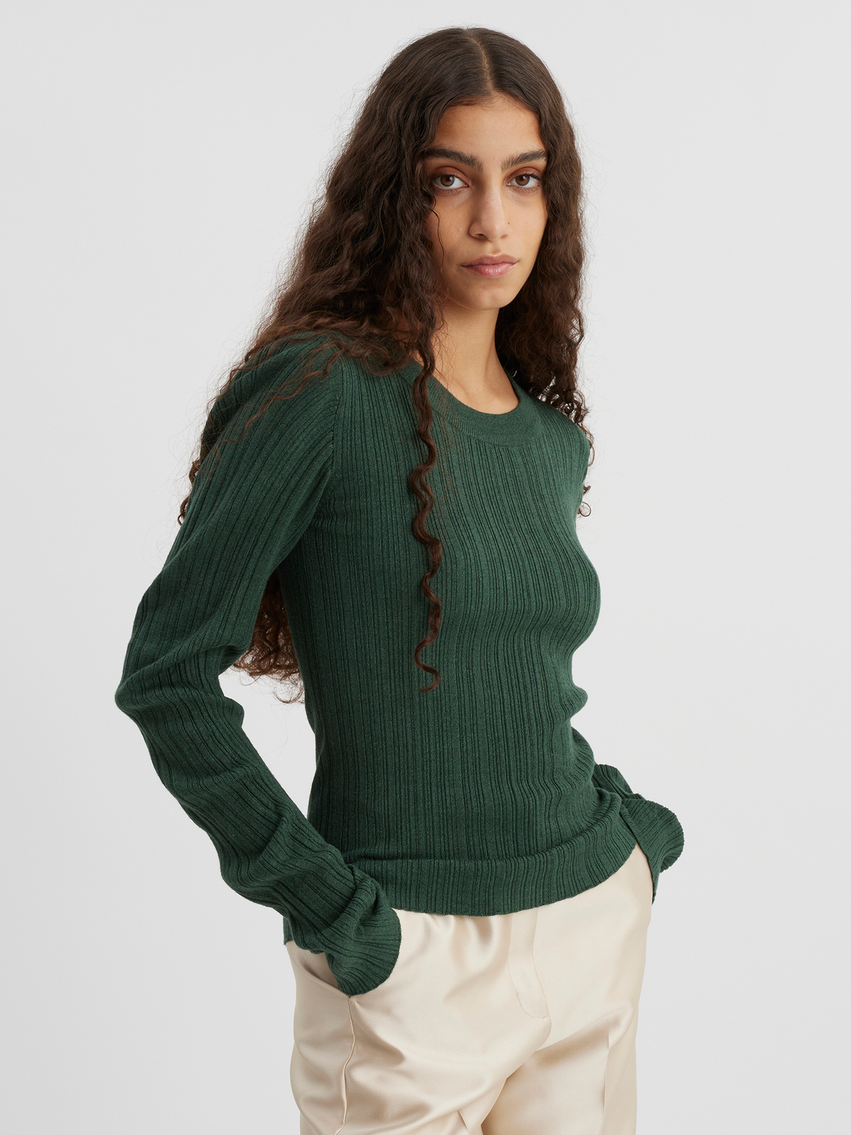 Delilah Knit Top Dk. Green Mix 4