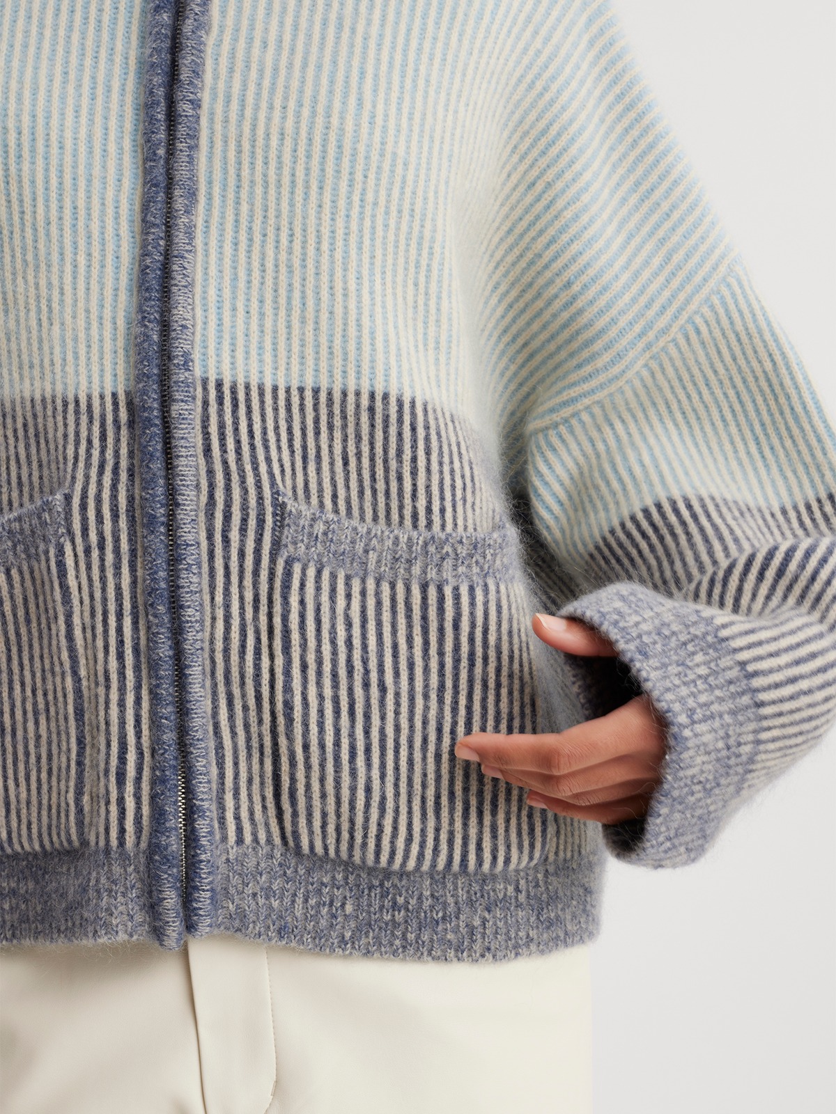 Tine Rib Cardigan Blue Mix 3