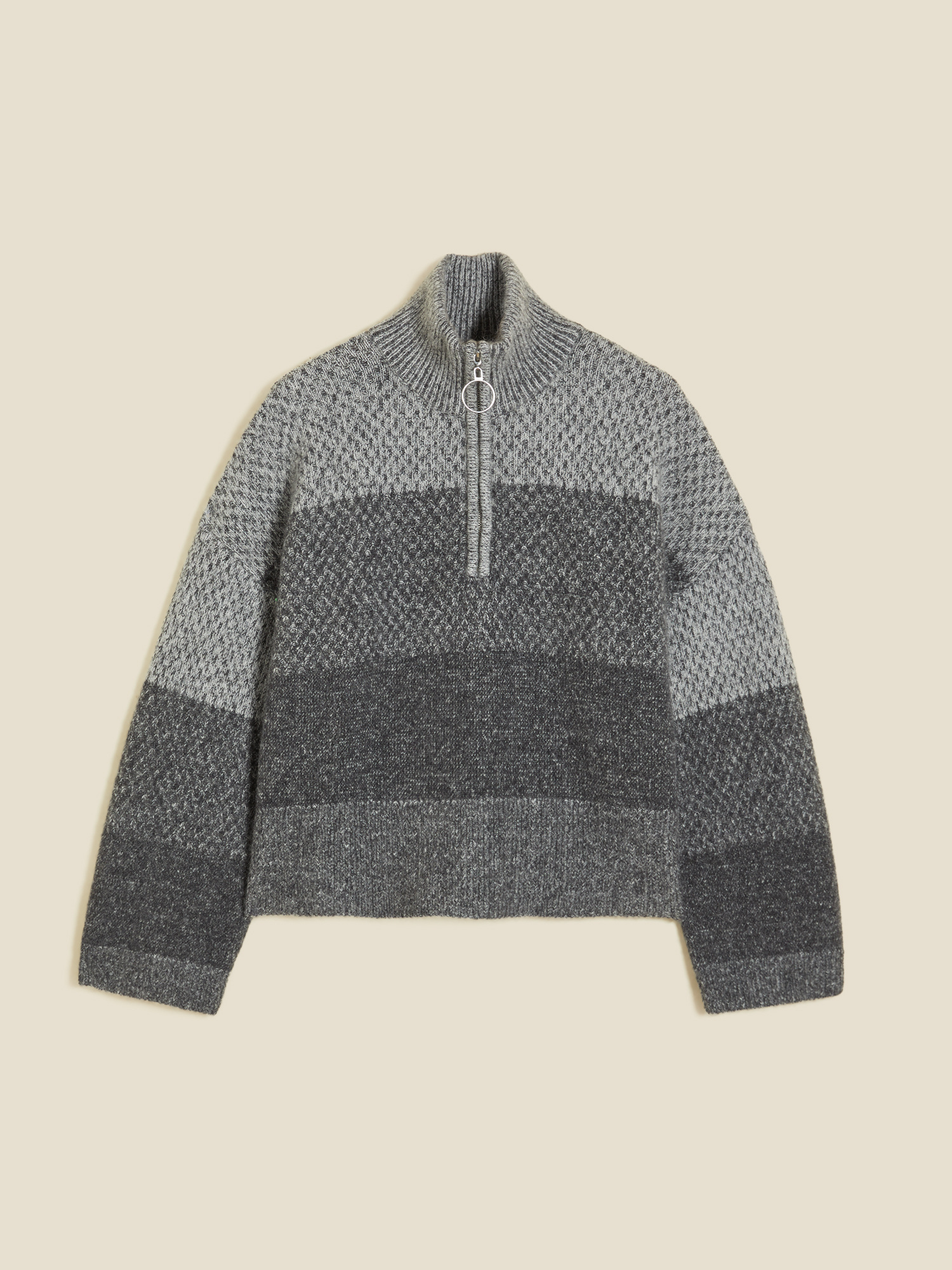Tine Knit Half Zip - Dk. Grey Mix - Holzweiler