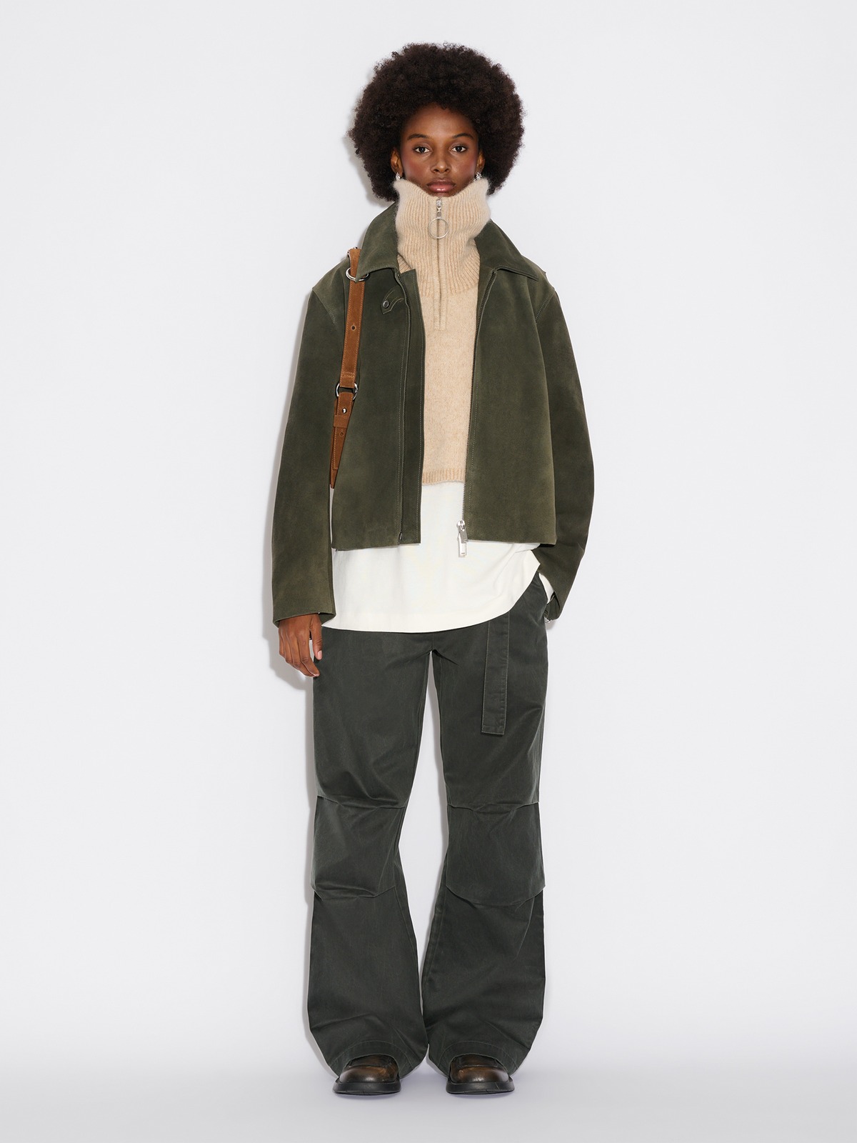 Tine Knit Zip Bib - Sand Mix - Holzweiler