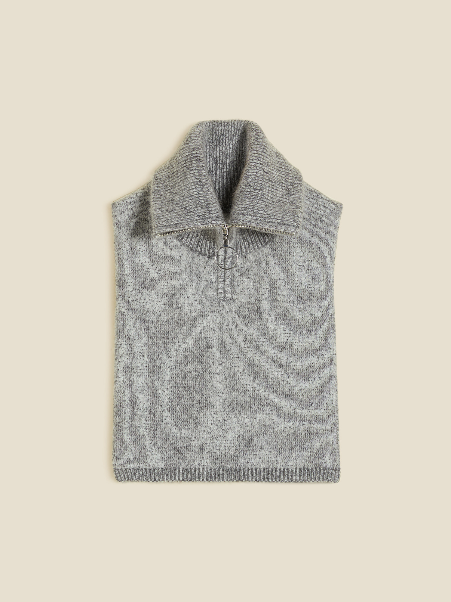 Tine Knit Zip Bib - Dk. Grey Mix - Holzweiler