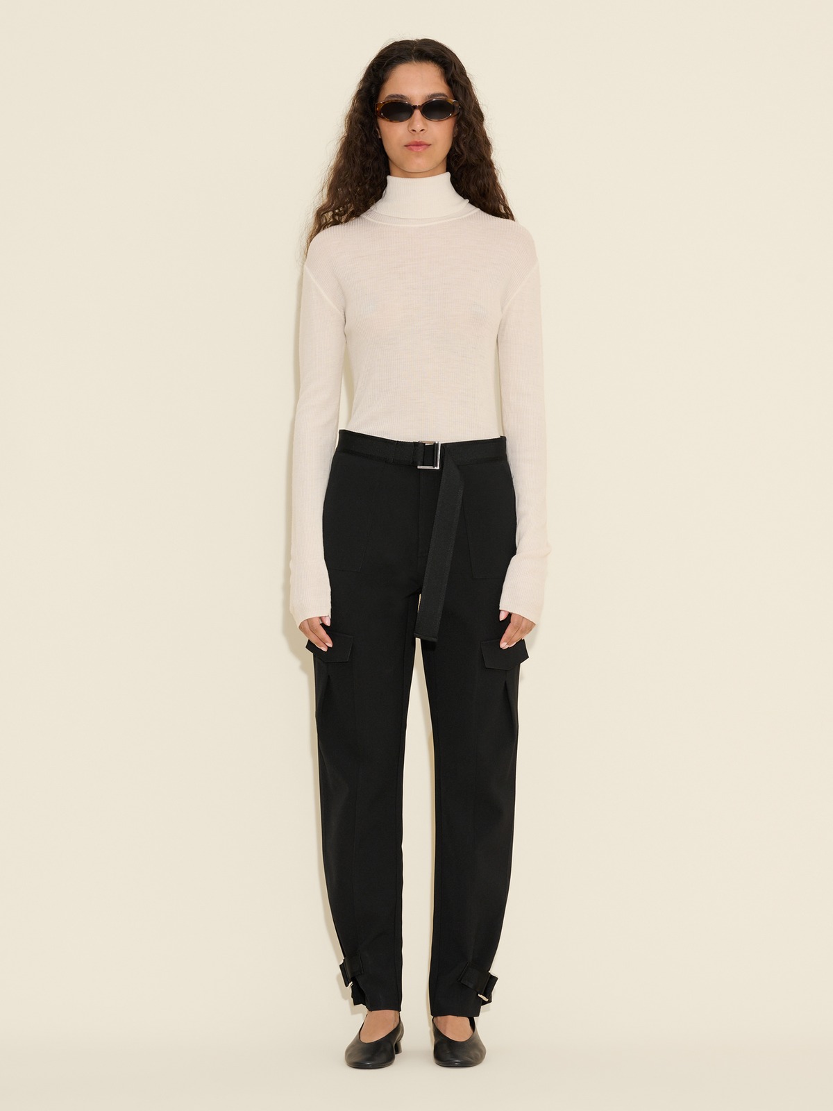 UJOH◆Cropped Turtle Neck Knit/2/ウール/BLK/無地/U783-K04-105// ZAFUL Women's Cropped Turtleneck Sweater Lantern Sleeve