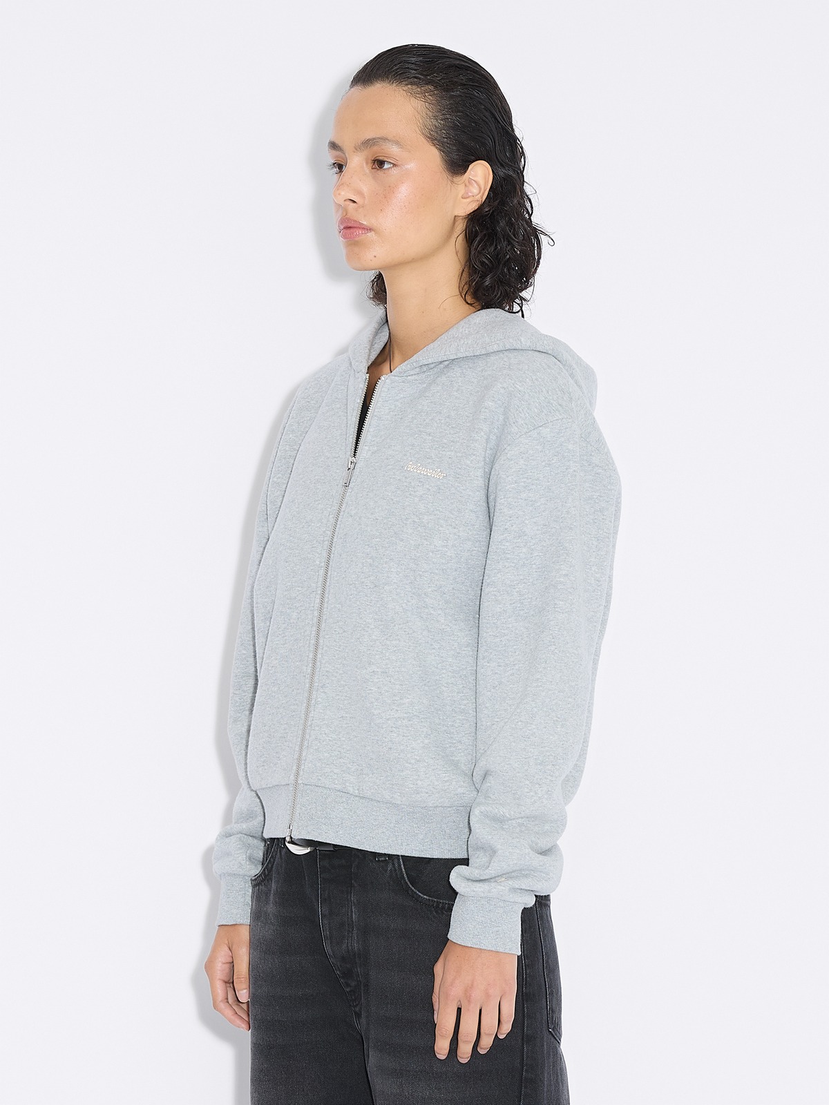 W Regular Zip Hoodie - Grey Mix - Holzweiler