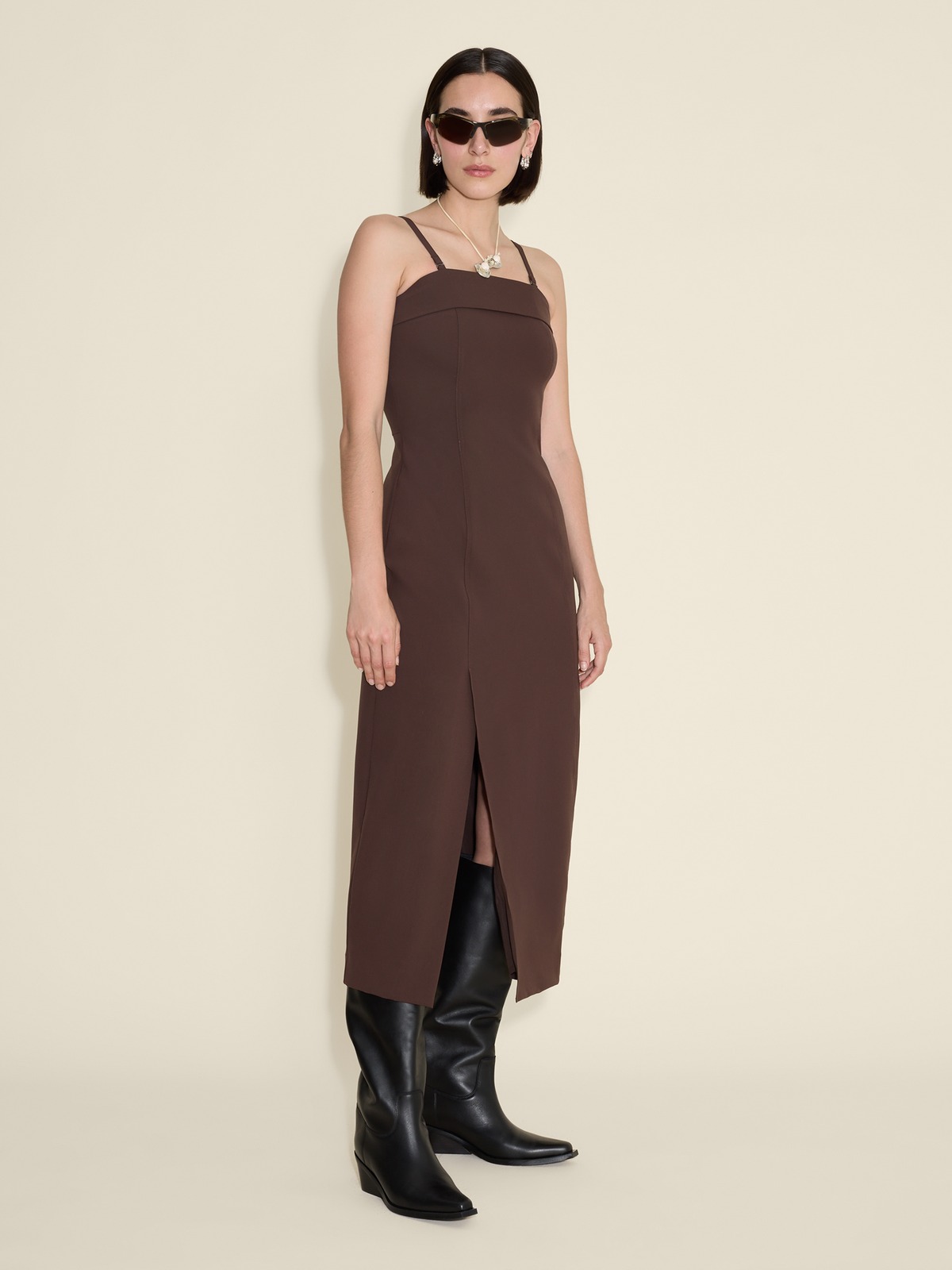 shelly de titi シルク ブラ Shelly Tube Dress - Brown - Holzweiler