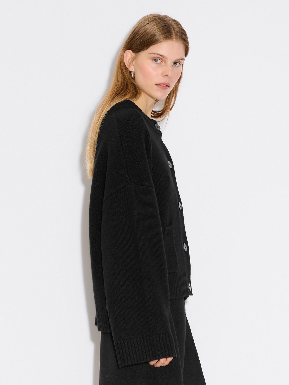 Wool Wide Cardigan - Black - Holzweiler