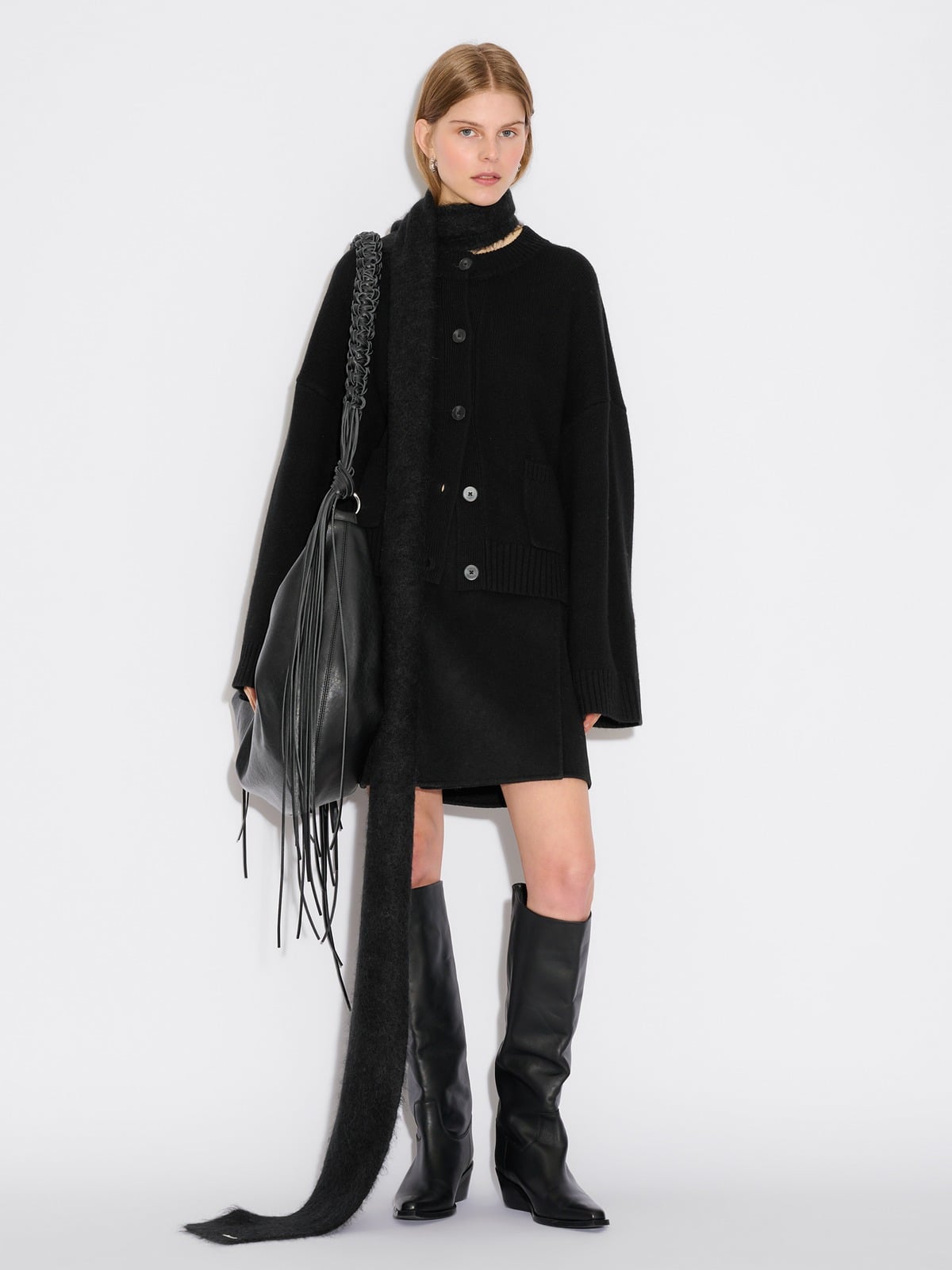 Wool Wide Cardigan - Black - Holzweiler