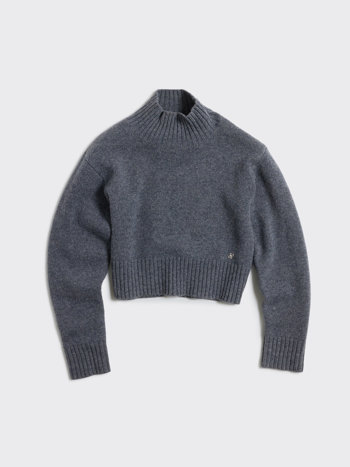 アトリエGG Modal Wool Turtle 1½ Wool Cropped Turtleneck - Blue - Holzweiler