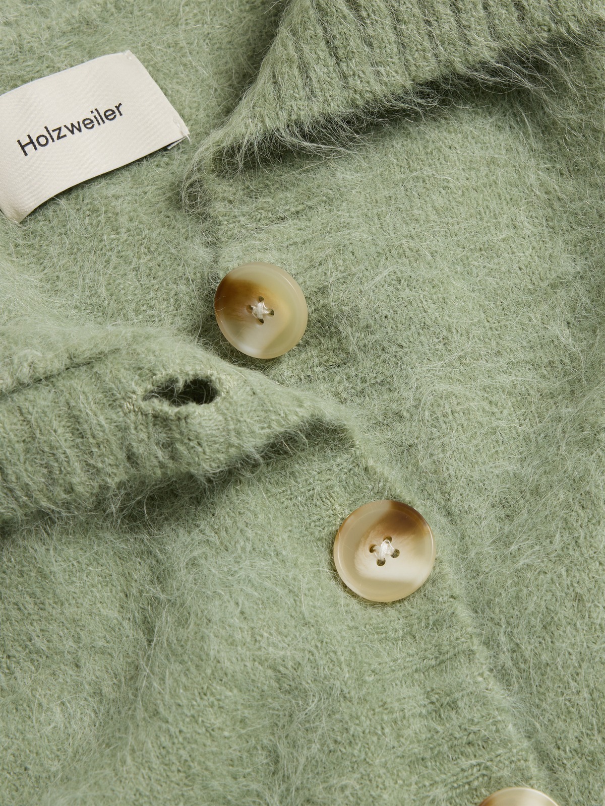 Off Shoulder Cardigan - Green - Holzweiler