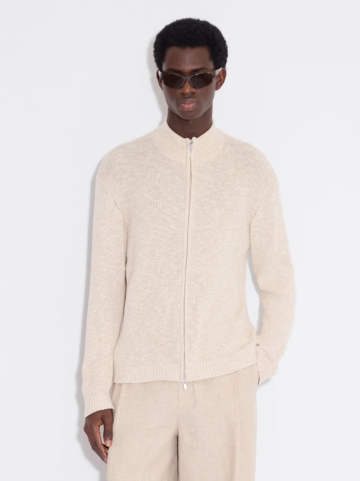 Atlantic Zip Cardigan - Sand Mix - Holzweiler