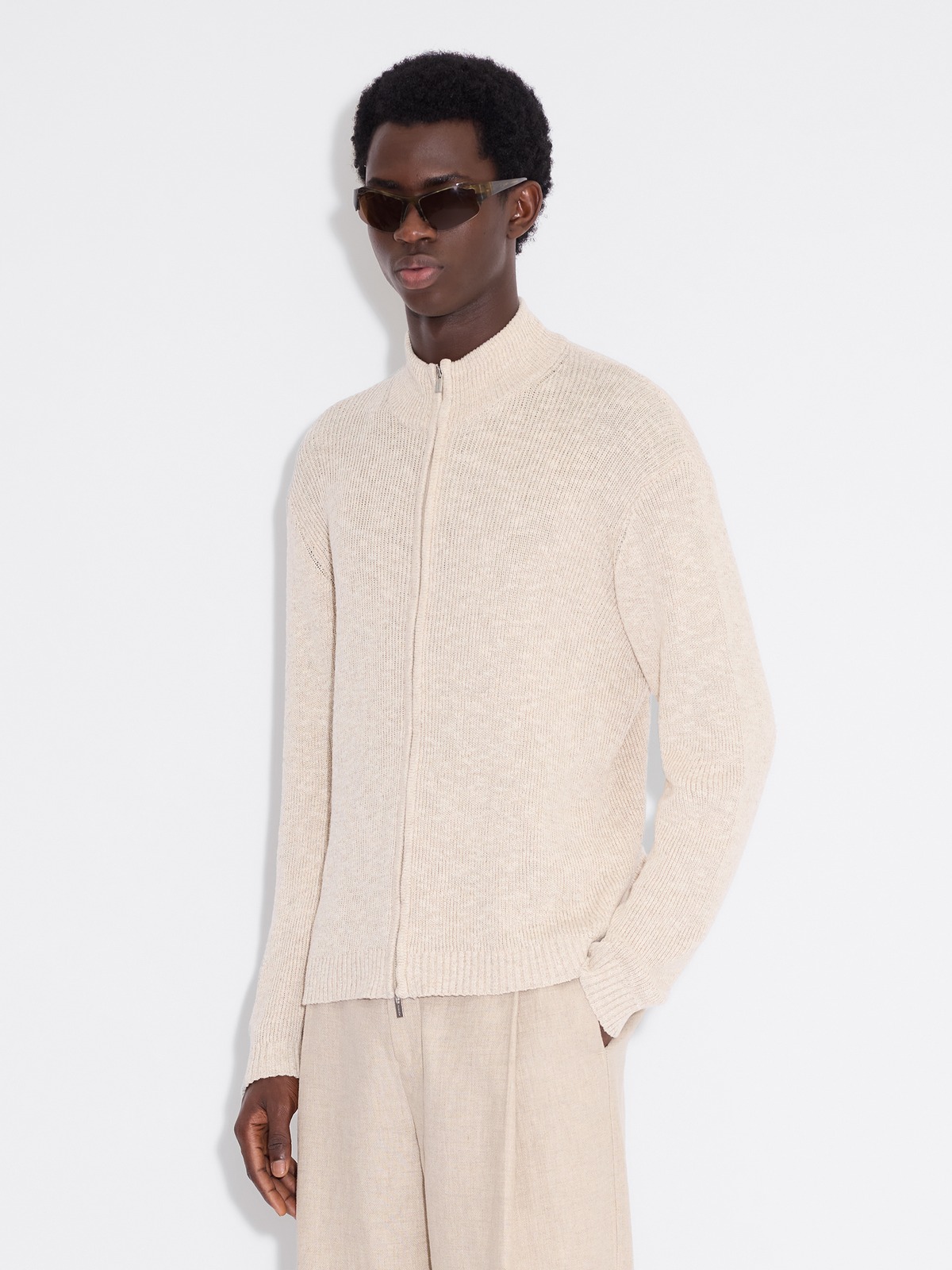 Atlantic Zip Cardigan - Sand Mix - Holzweiler