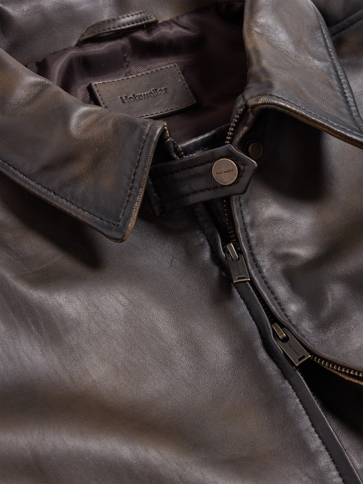 【関税込み】Holzweiler ブラウン Cia レザージャケット Cia Leather Jacket - Dk. Brown - Holzweiler