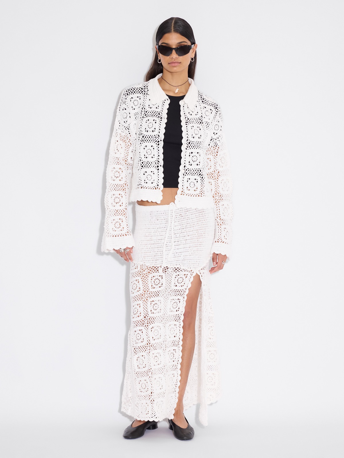 Rosie Crochet Skirt - White - Holzweiler