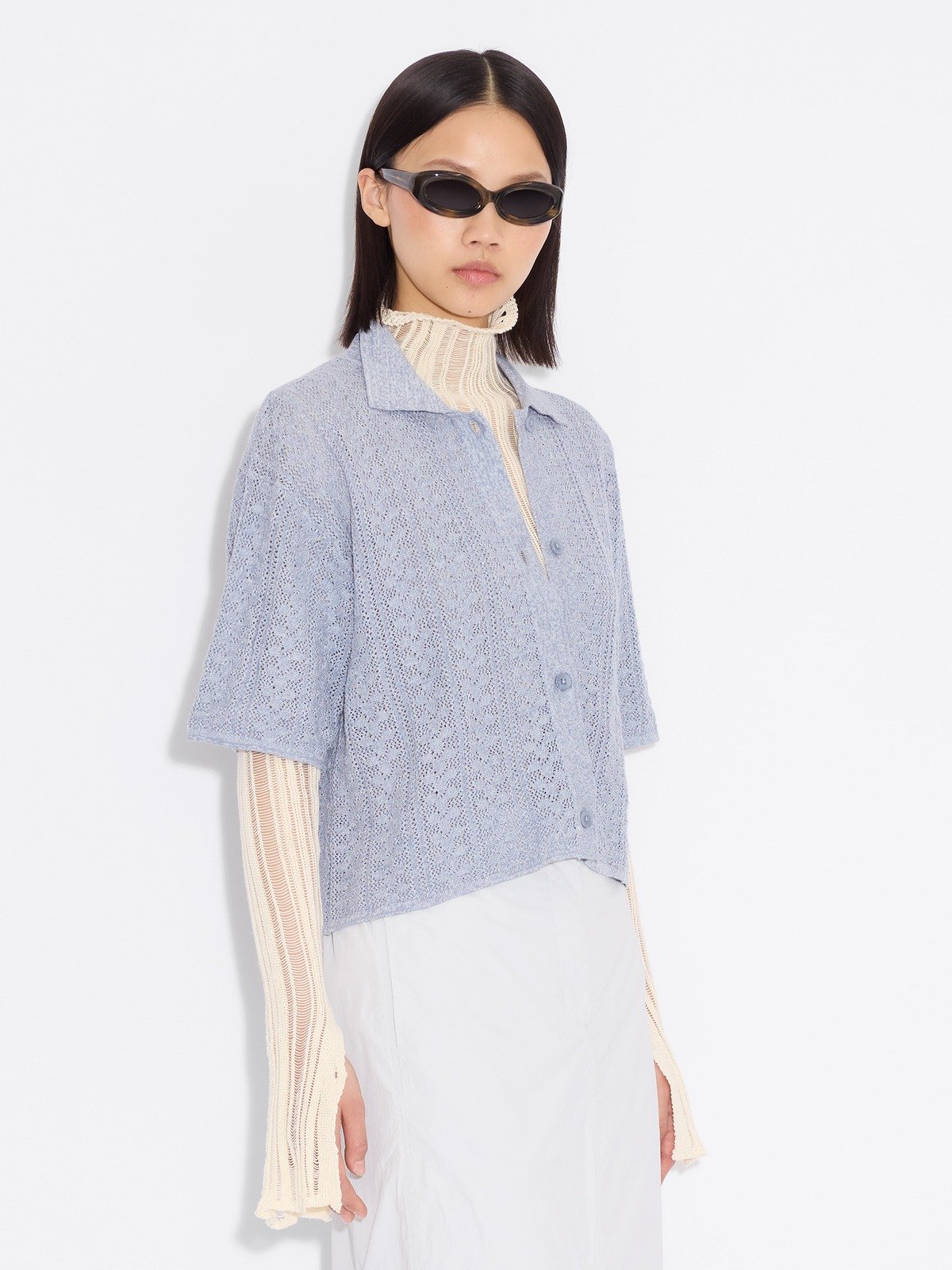 コルニエ WOOL PAPER HALF SLEEVE SHIRTS 極美品 Cornier(コルニエ) Super130's WOOL COTTON SHRINK GACHA-POKE