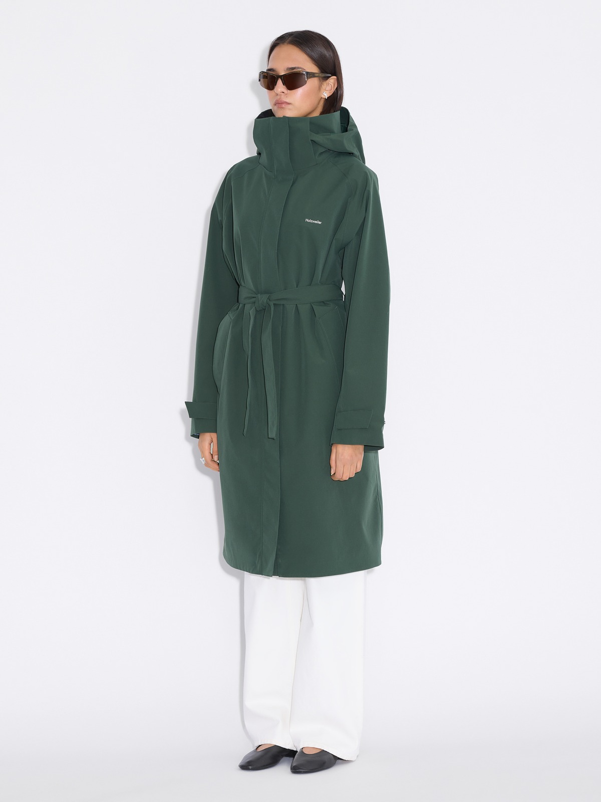 Flow Belted Rain Jacket - Dk. Green - Holzweiler Flow Belted Rain Jacket - Dk. Green - Holzweiler