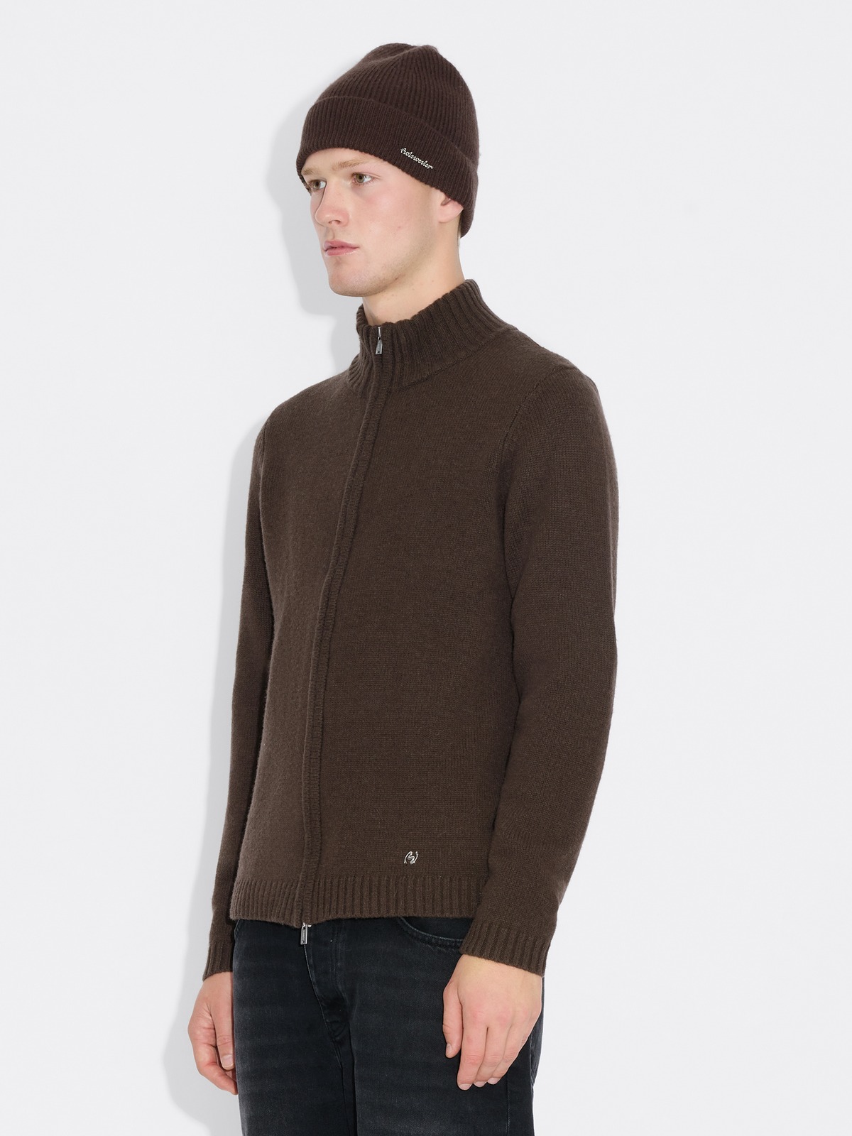 Zip-Up Wool Cardigan - Dk. Brown - Holzweiler