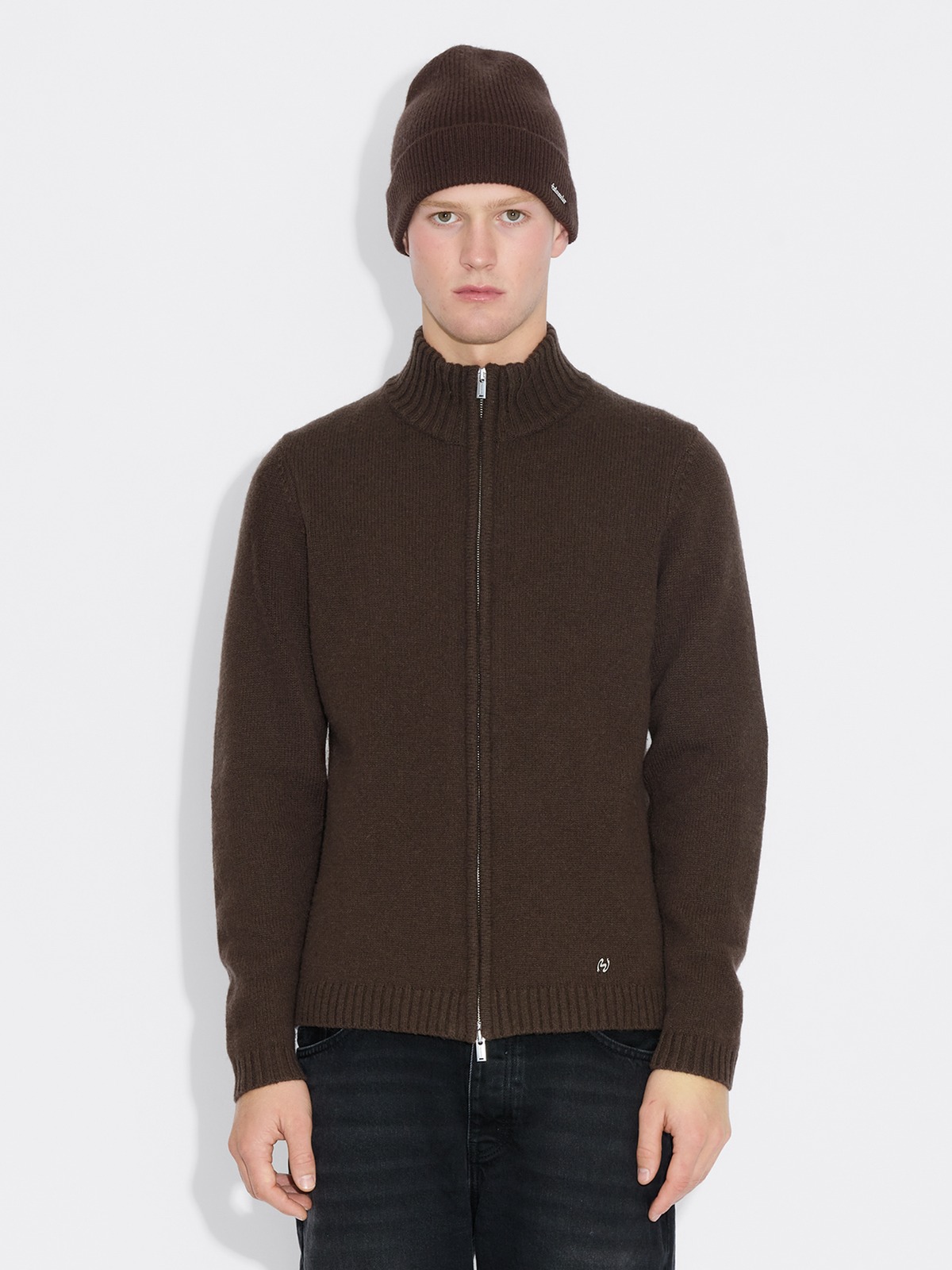 Zip-Up Wool Cardigan - Dk. Brown - Holzweiler