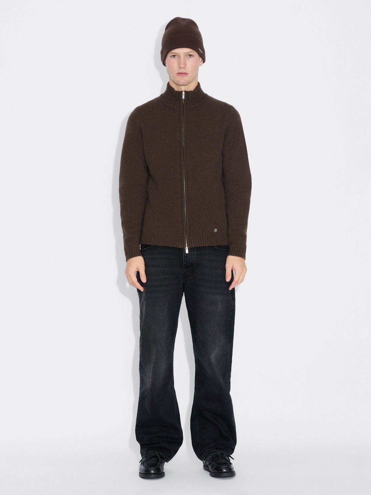 Zip-Up Wool Cardigan - Dk. Brown - Holzweiler
