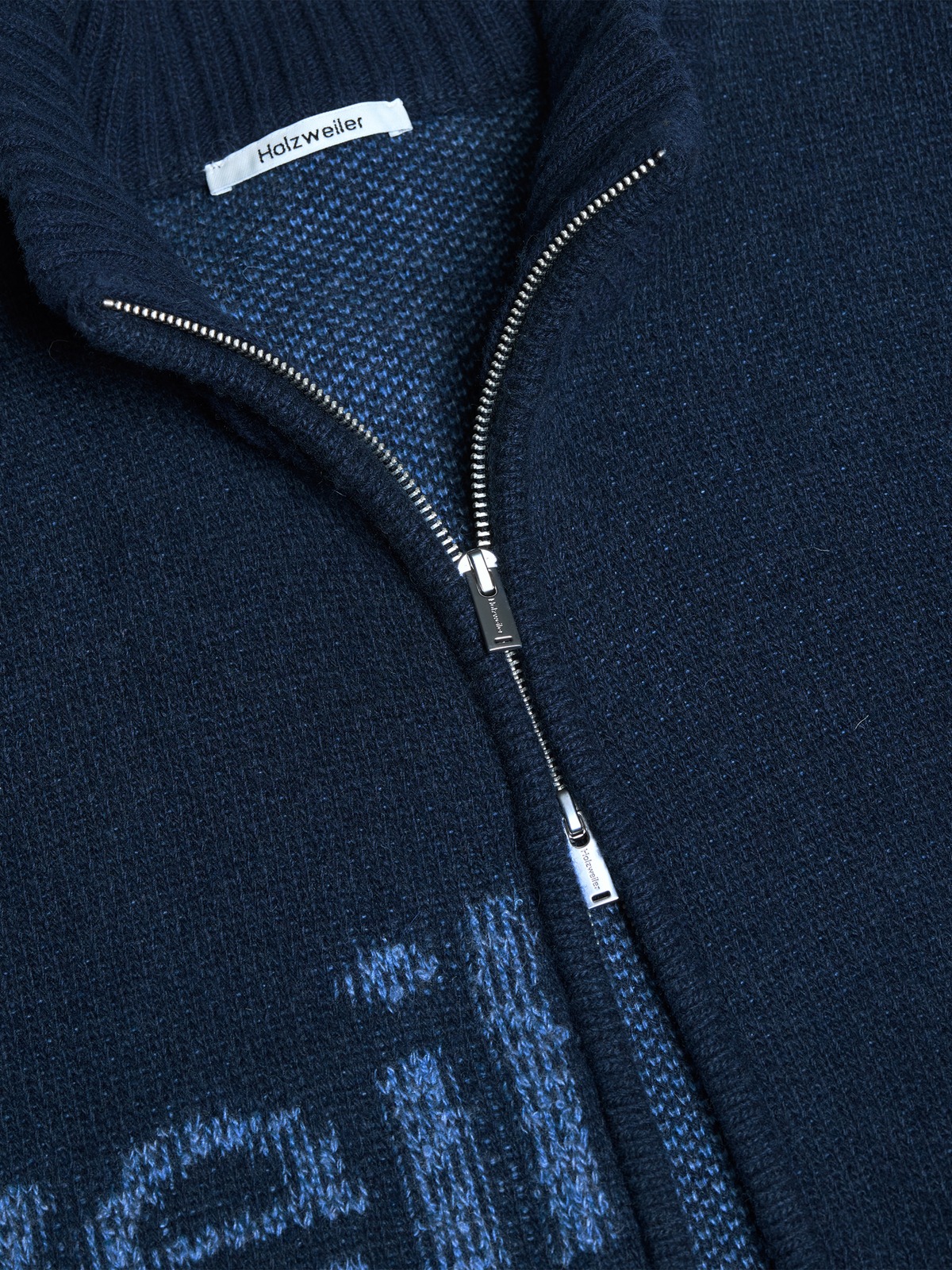 Haza Logo Wool Cardigan - Blue mix - Holzweiler